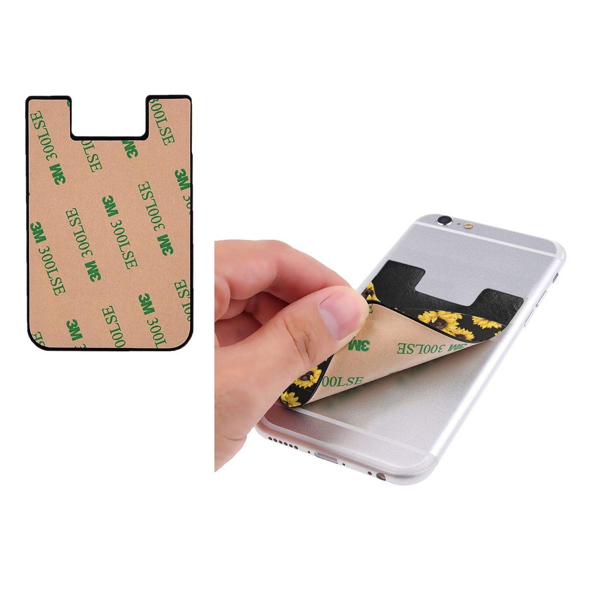 Stick-On Sunflower Phone Card Holder - Slim ID Credit Card Wallet Case Pouch for iPhone, Android & All Smartphones | Perfect for Hands-Free Shopping, Travel & Daily Commute