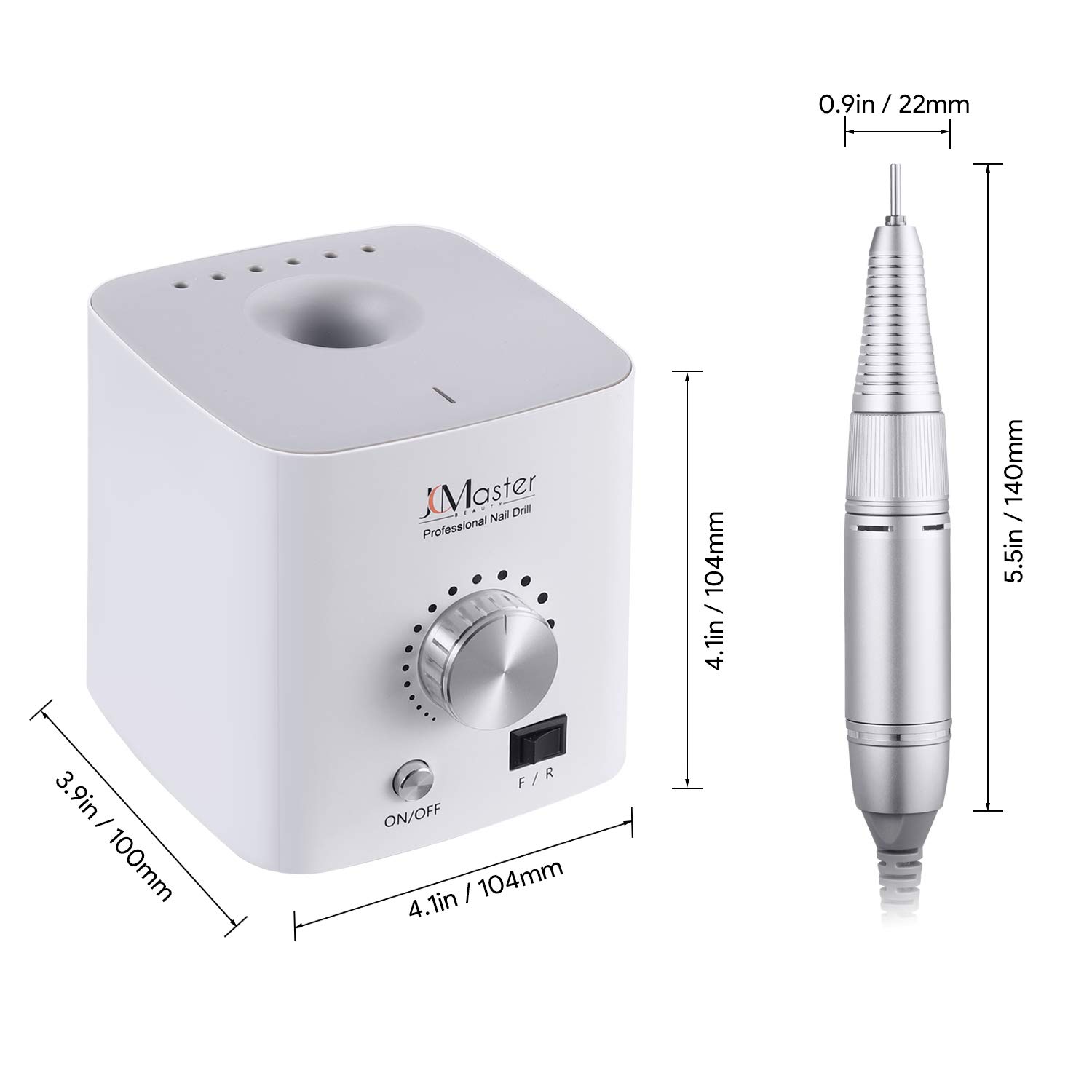 JCMASTER Professional Electric Nail Drill Kit - 30000 RPM Adjustable Speed with Foot Pedal, 6 Nail Drill Bits, Low Vibration Manicure & Pedicure Set for Salon & Home Nail Care, Nail Art & Acrylics