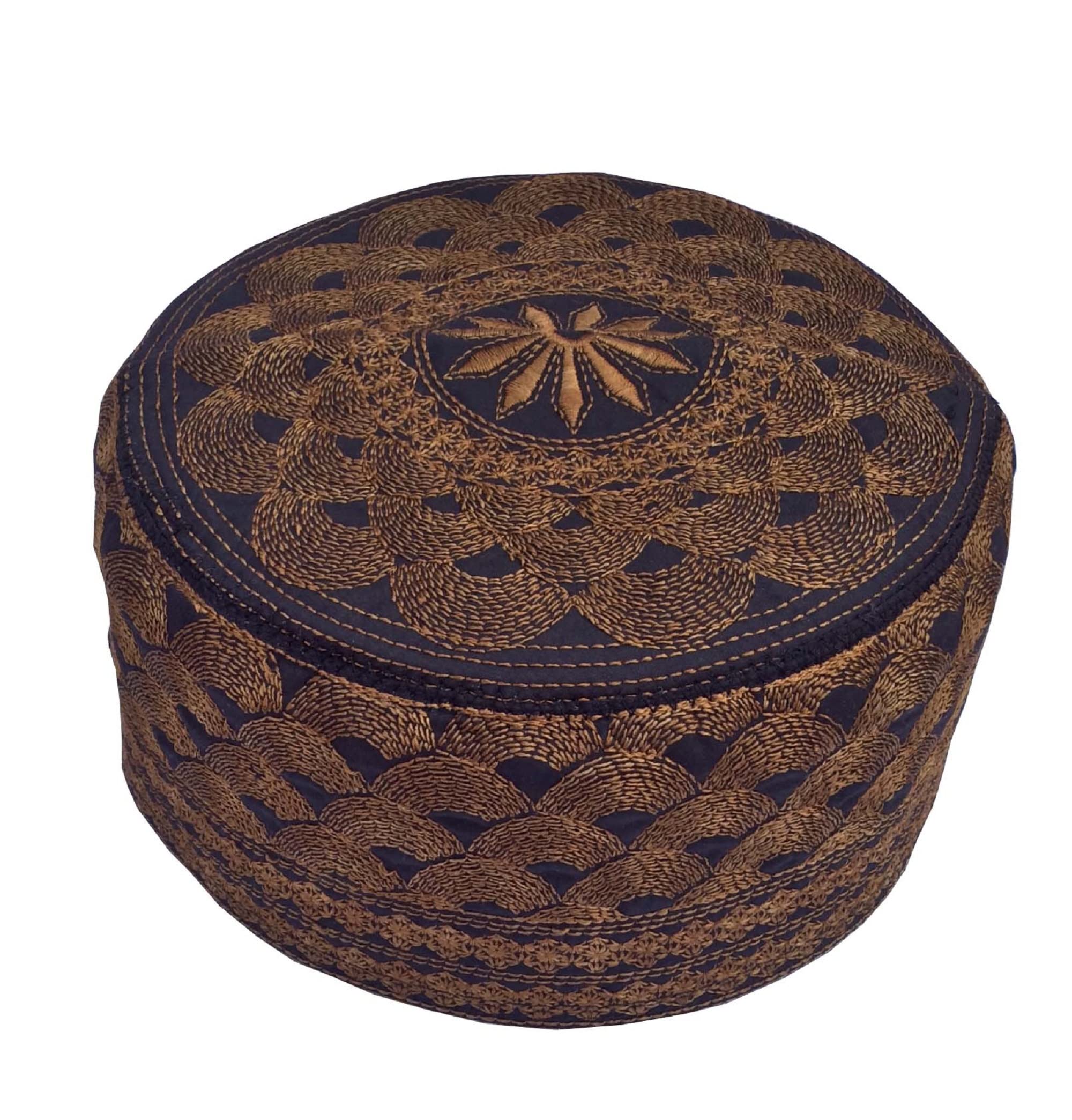 Hand Embroidered Kufi Skull Cap for Men & Women - Solid Knitted Beanie with Silk Threads - Perfect for Prayer, Daily Wear, and Cultural Events