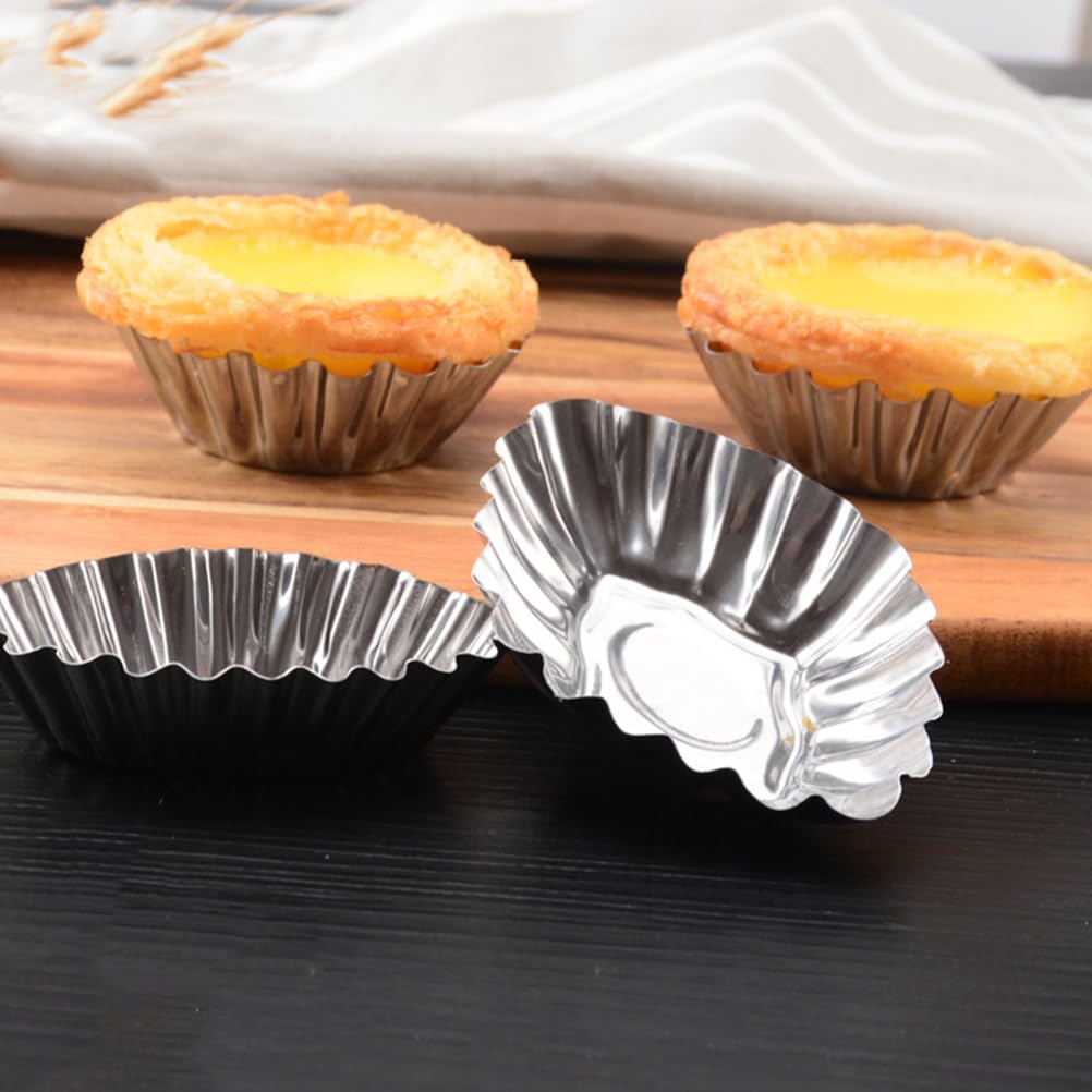 Hemoton 18-Pack Stainless Steel Egg Tart Molds - Mini Tart Pans & Cupcake Baking Tins for Home Bakers - Perfect for Egg Tarts, Mini Pies, and Dessert Cups (Kitchen & Party Use)