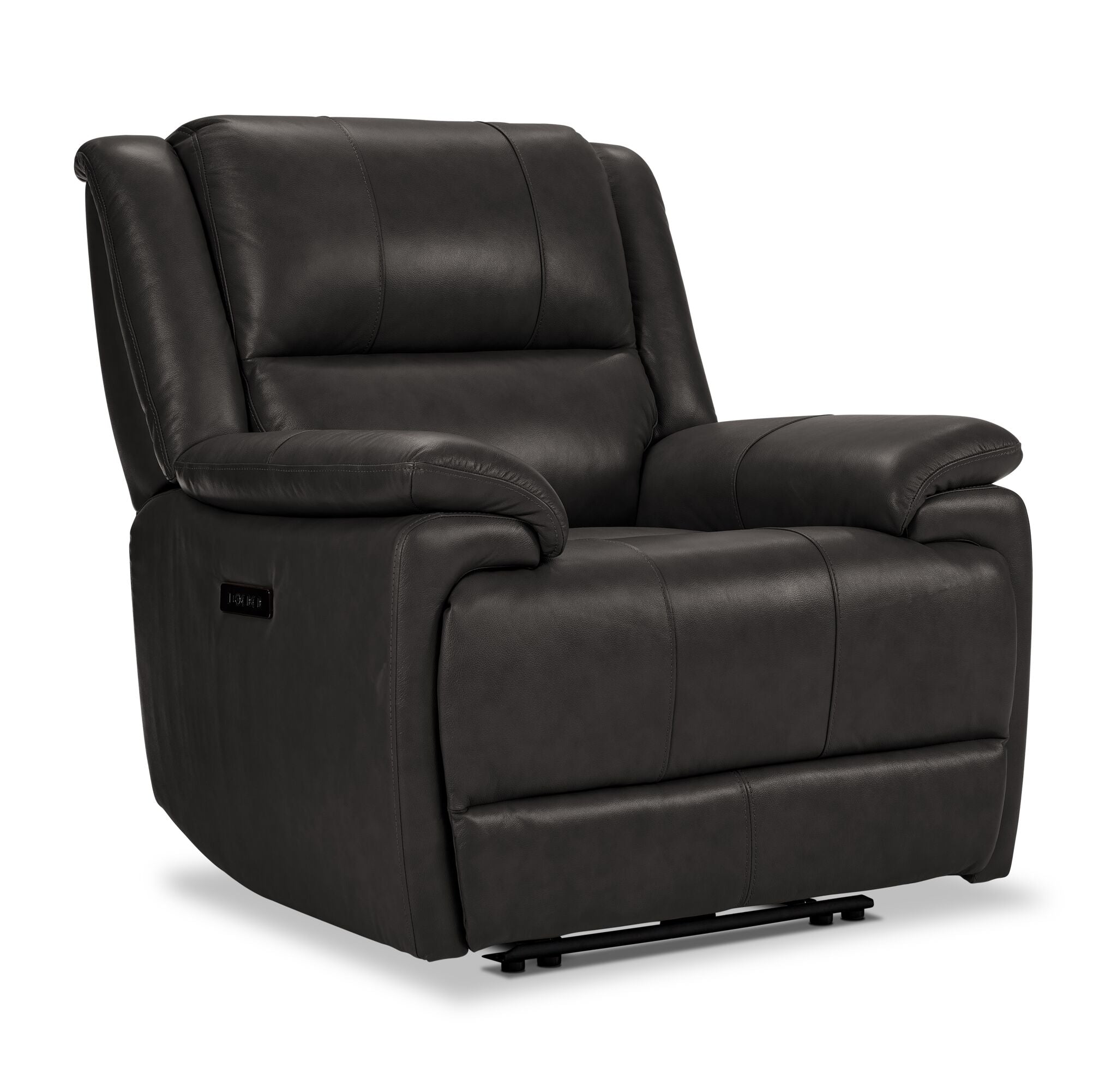 Allie Leather Dual Power Reclining Sofa Set with Loveseat and Recliner in Granite Color - Perfect for Living Room, Home Theater and Family Gatherings