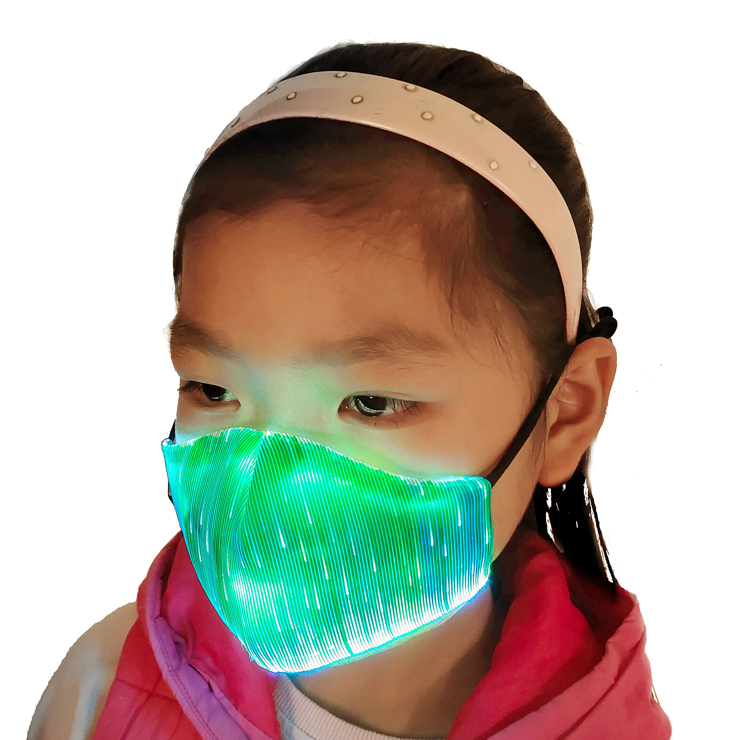 LED Light Up Mask for Kids - RGB Fiber Optic Halloween Party Rave Face Mask for Boys & Girls | Fun Costume Accessory for Trick-or-Treating, Dance Parties & Festive Events