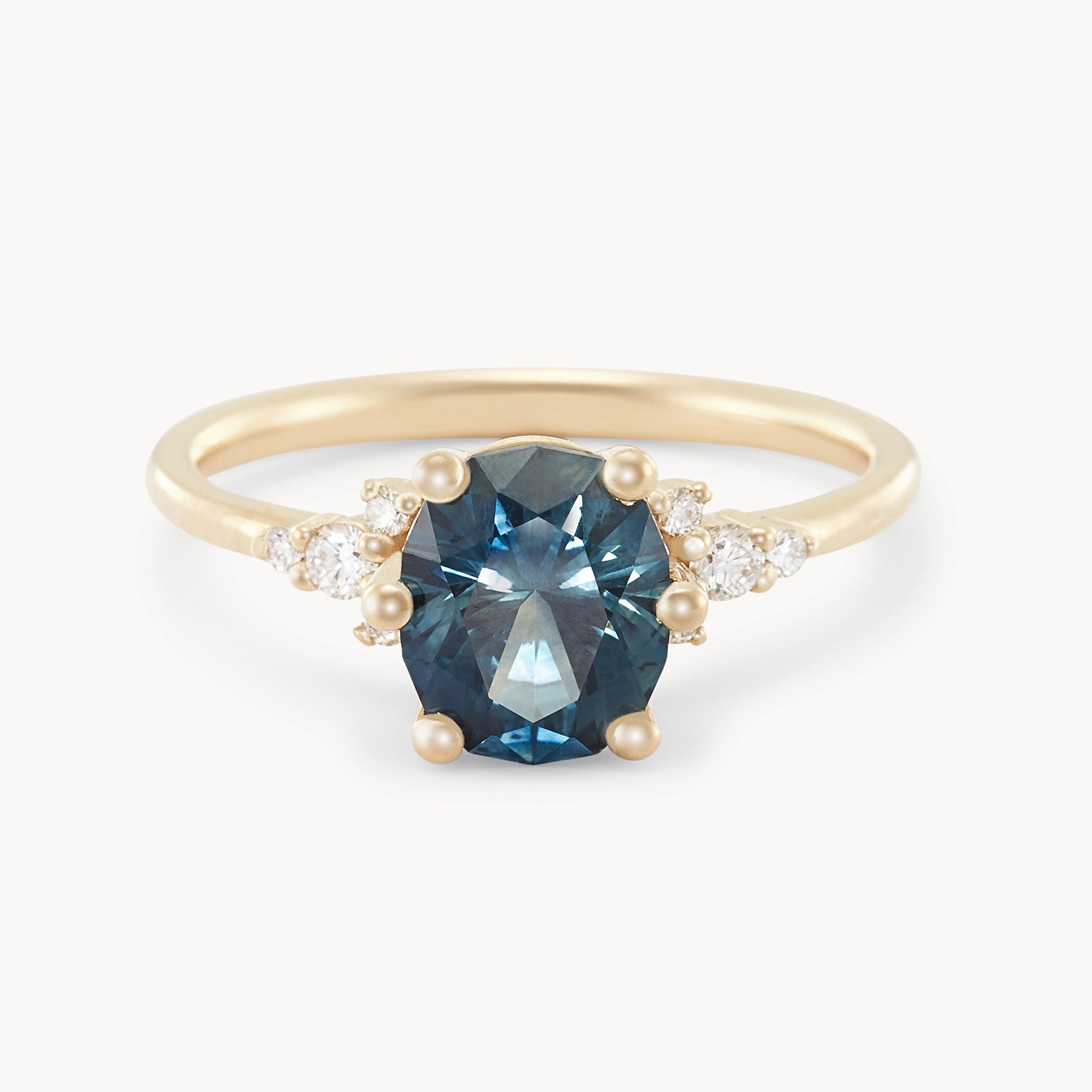 14K Yellow Gold Blue Sapphire Ring - Unique Midnight Garden Design for Women | Elegant Jewelry Gift for Birthday, Anniversary & Special Occasions