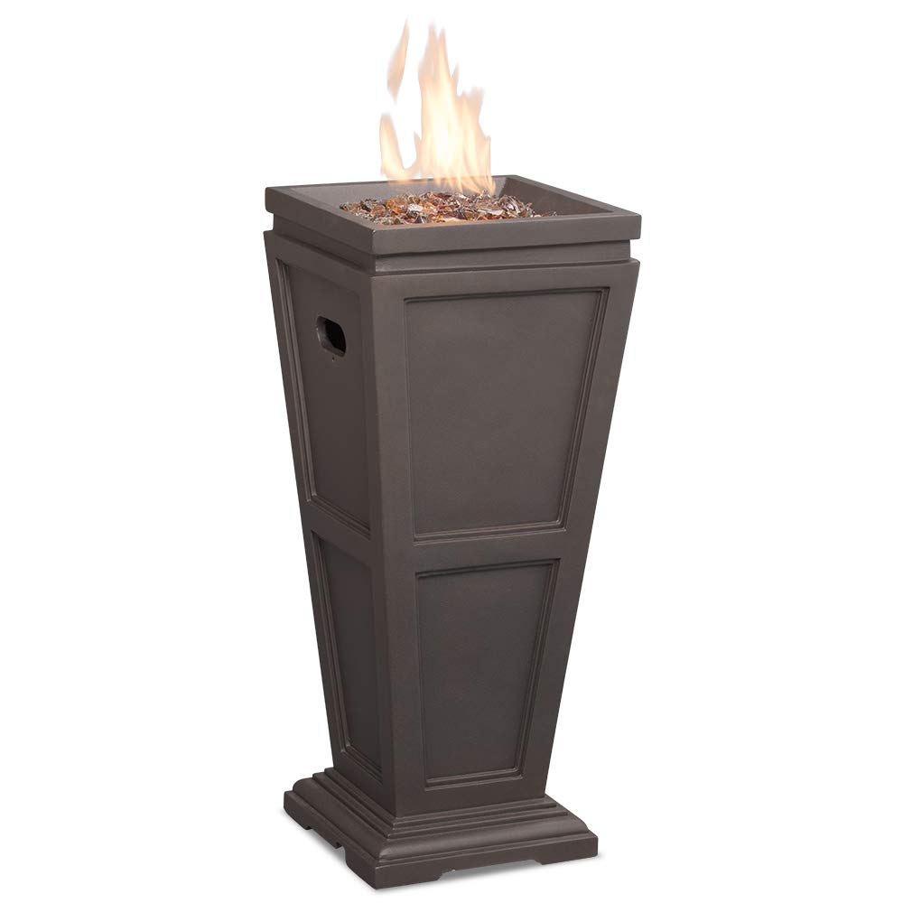 Endless Summer 28 Inch Gas Fire Pit Column - 11.8x11.8x28 Inches Outdoor Propane Fireplace for Patio, Deck, Backyard, and Poolside Gatherings