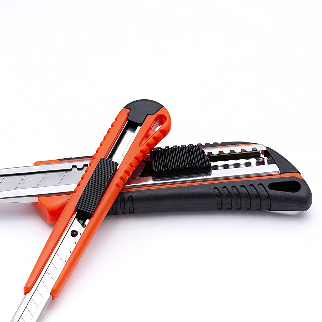 Snap-Off Utility Knife Set with 20 Blades - Heavy Duty Retractable Cutter for Office, Home, Art & Crafts - Perfect for Box Opening, Packaging, DIY Projects & Precision Cutting