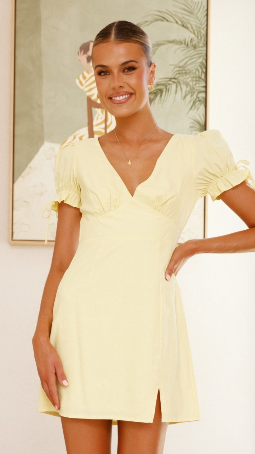 Breigh Mini Dress - Flowy Summer Lemon Print Sundress for Women | Perfect for Beach Vacations, Date Nights & Casual Outings