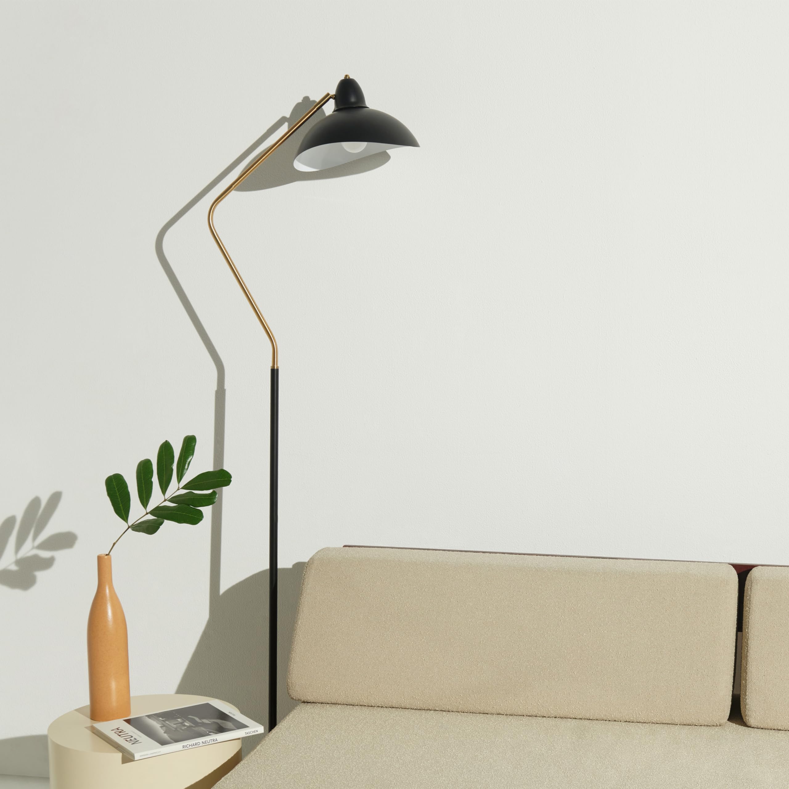 Brightech Swoop LED Adjustable Floor Lamp - Modern Tall Standing Light with Heavy Base for Living Room, Bedroom & Office - Perfect Reading Lamp for Chairs & Workspaces - Elegant Home Decor Lighting Solution