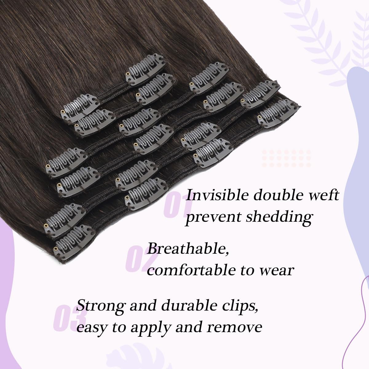 Clip in Hair Extensions 20 Inch Dark Brown Real Human Hair - 120g 6pcs Thick (#2) for Volume & Length - Perfect for Parties, Weddings & Daily Styling
