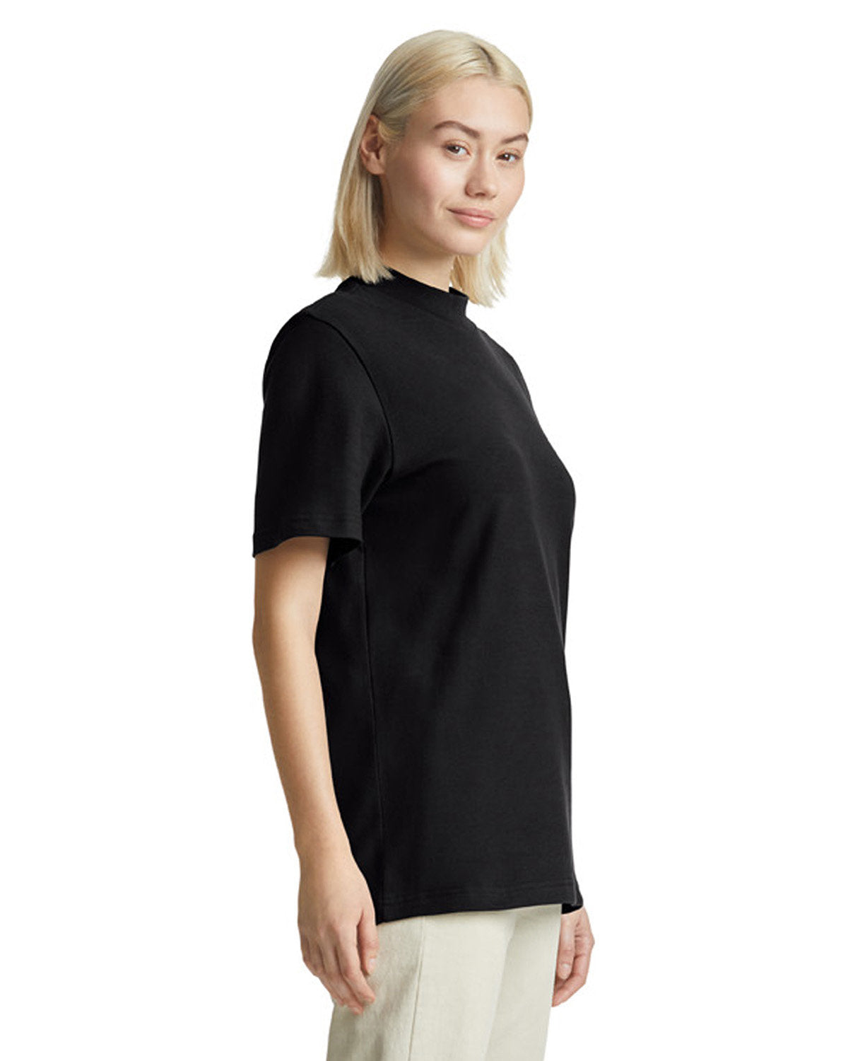 American Apparel 1PQ Unisex Mockneck Pique T-Shirt | Comfortable Cotton Crewneck Tee for Men & Women | Perfect for Casual Wear, Layering & Everyday Outfits