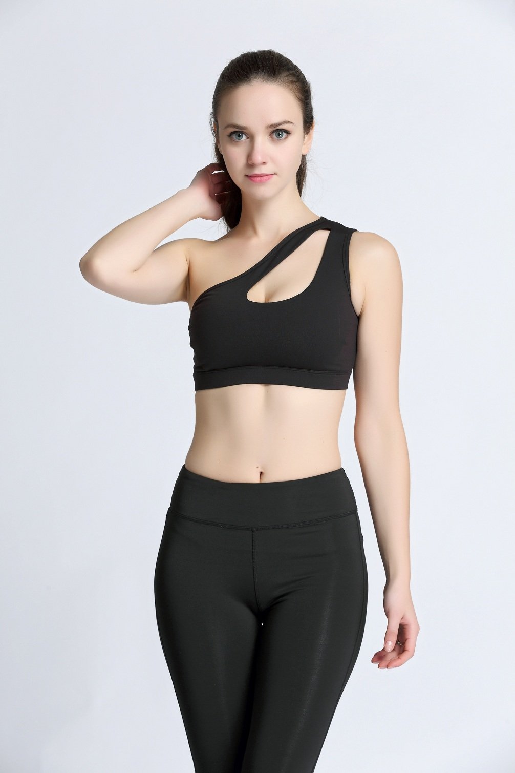 Bakerdani Women's One Shoulder Sports Bra - Sexy & Supportive Workout Top for Yoga, Running & Gym - Breathable & Comfortable Activewear for Fitness & Lounge