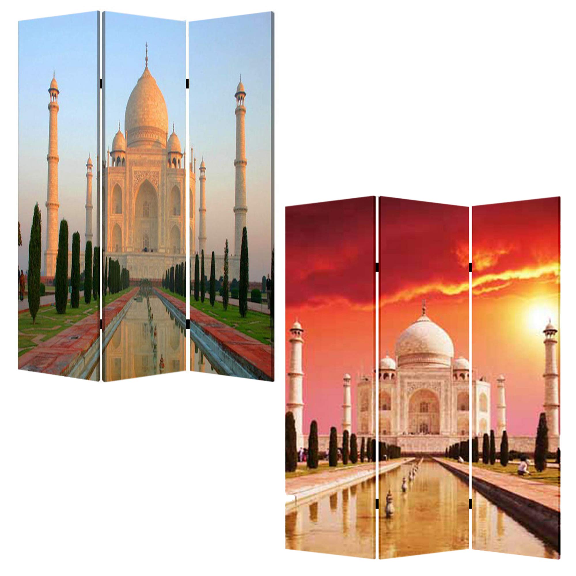 Taj Mahal Inspired Room Divider Screen - Handcrafted Decorative Partition for Living Room, Bedroom & Office - Foldable Privacy Panel for Home Decor