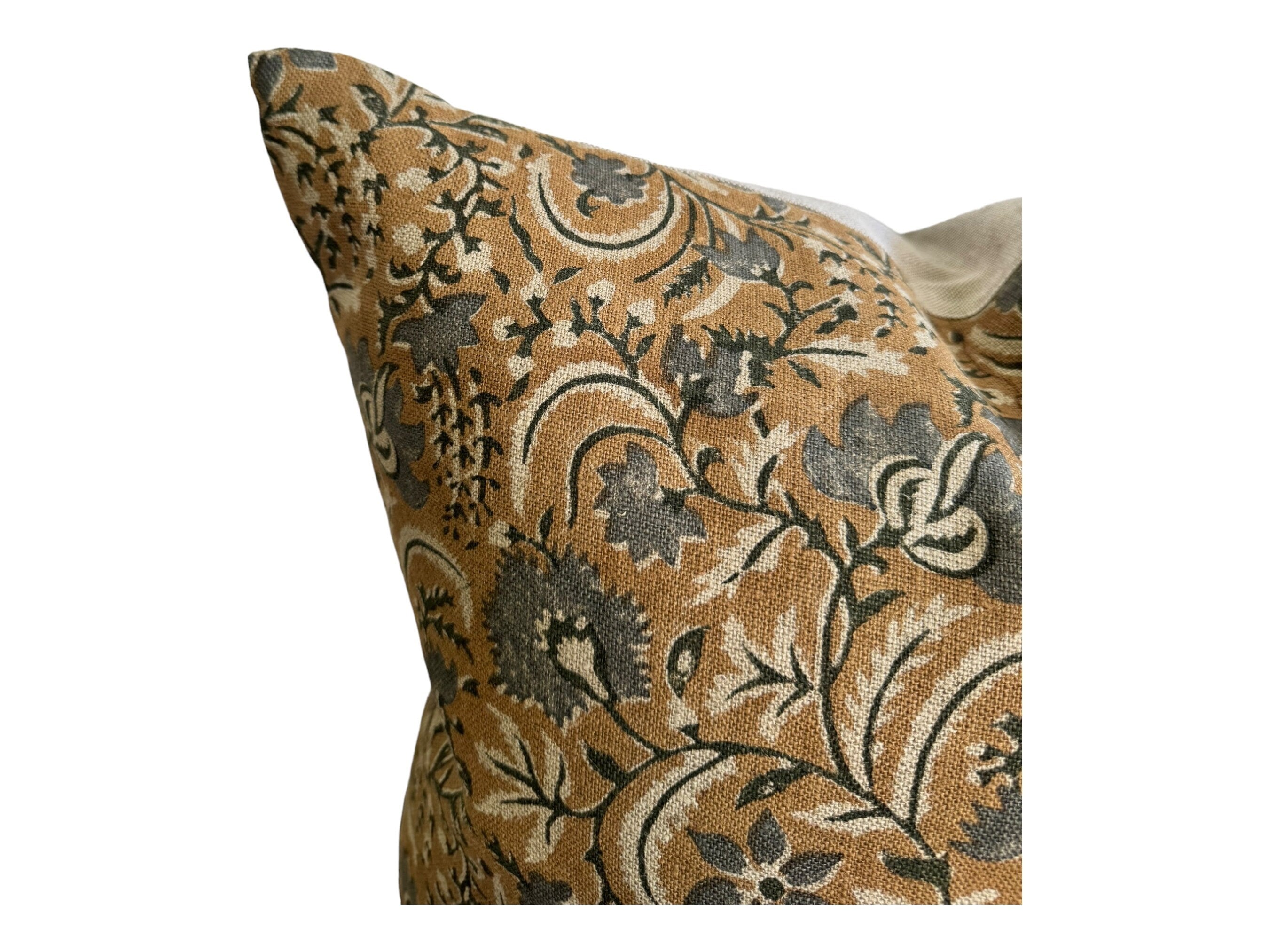Designer Newburg Pillow Cover - Handmade Block Print Floral Pattern - Perfect for Boho Home Decor, Living Room & Bedroom Accent
