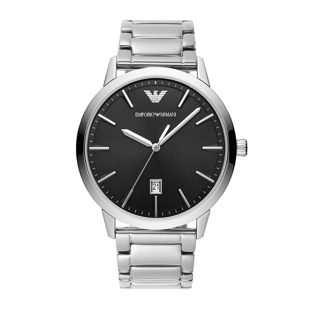 Emporio Armani Men's Stainless Steel Watch with Three-Hand Date Display - 43mm Case - Perfect for Business, Casual & Formal Occasions