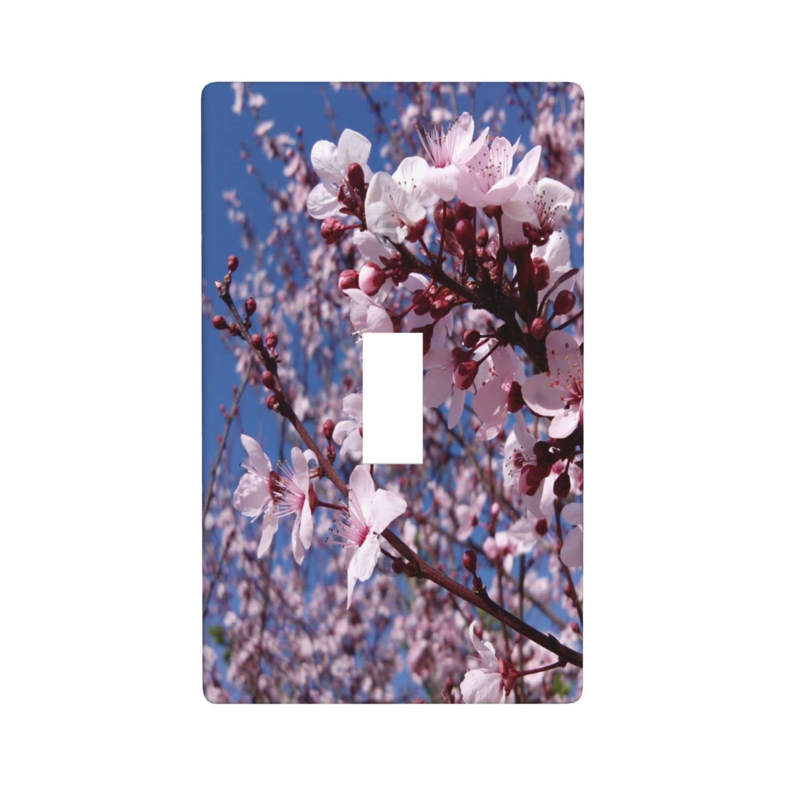 BRBFEPB Almond Tree Flowers Light Switch Cover - Decorative Wall Plate, Standard Size Outlet Cover, Unbreakable Receptacle Plate - Perfect for Bedroom, Living Room & Home Decor