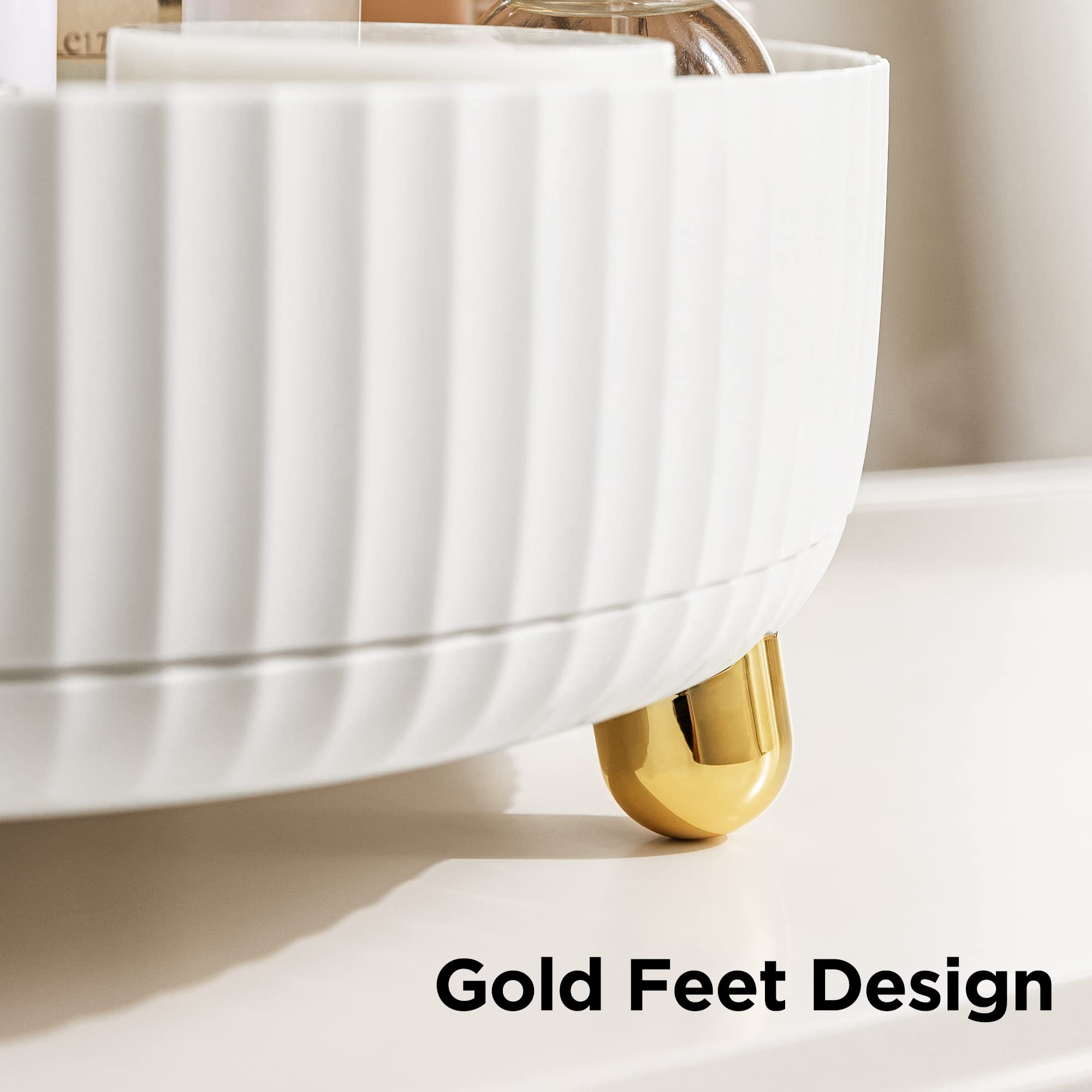 360° Rotating Makeup Organizer with Large Capacity - 11 Inch White Lazy Susan for Perfume & Cosmetics Storage - Perfect for Bathroom Counter, Vanity, or Dressing Table Organization