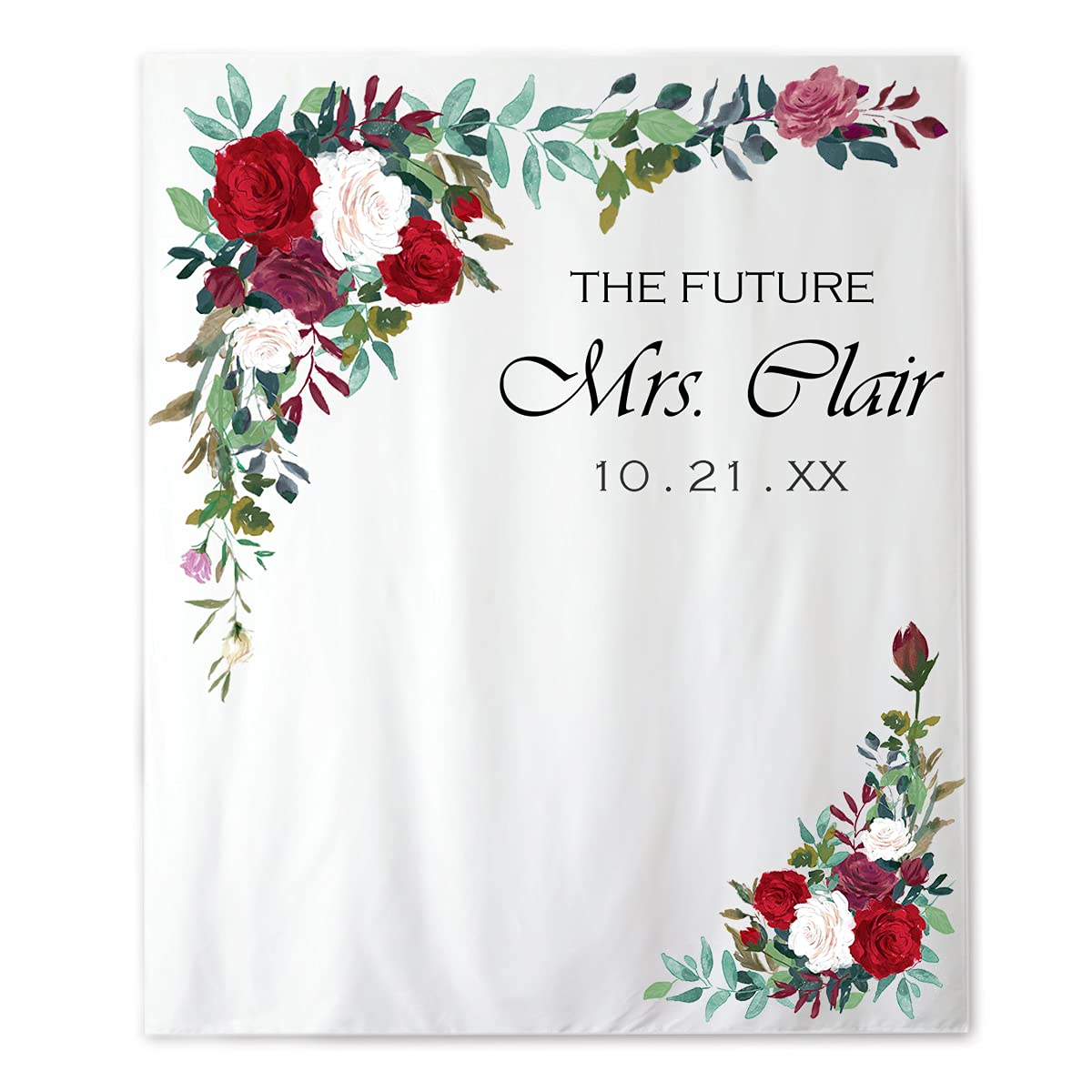 Custom Bridal Shower Backdrop - Personalized Wedding Tapestry Decor for Baby Showers, Graduations & Photo Backdrops (80