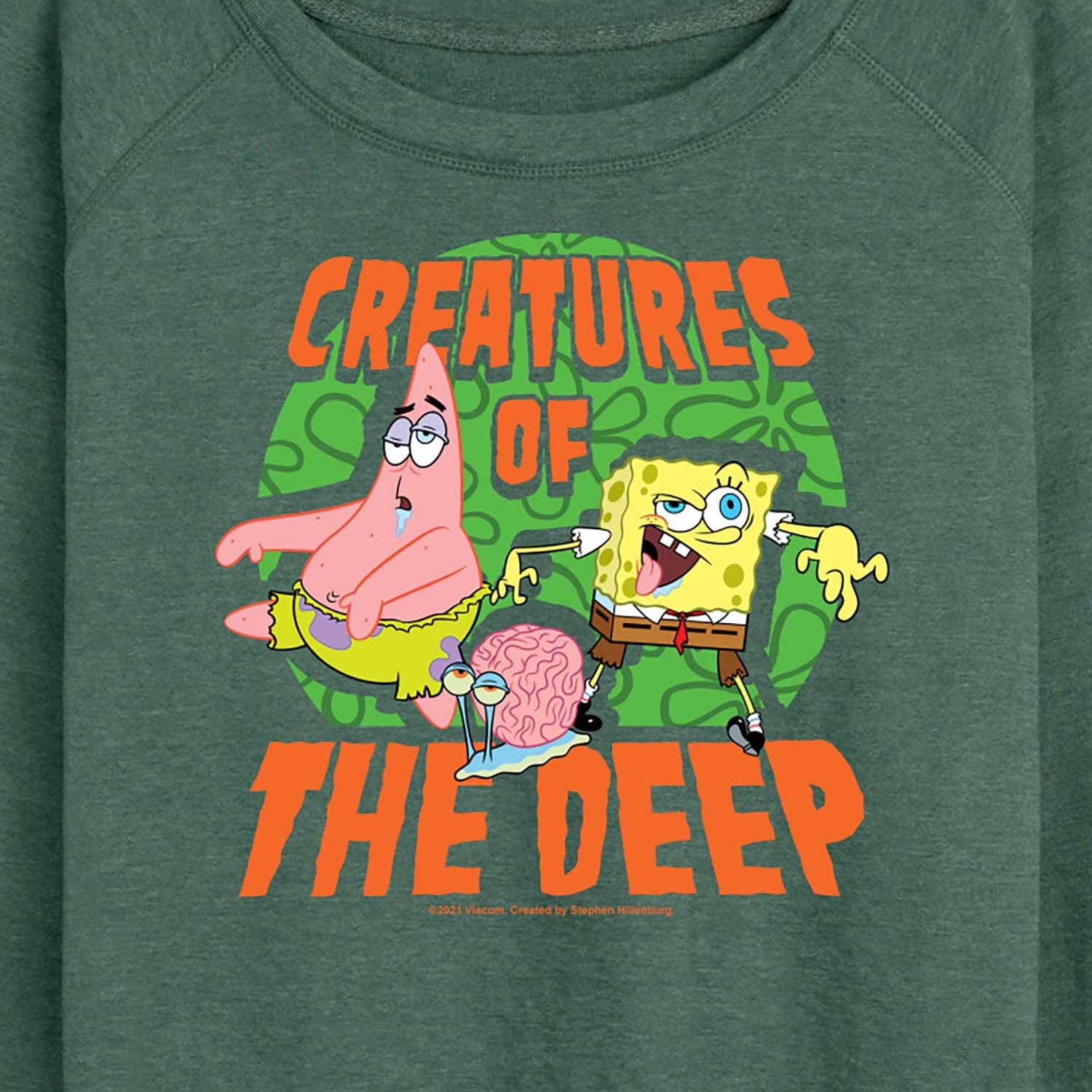 SpongeBob SquarePants Creatures Of The Deep Women's Lightweight French Terry Pullover Hoodie - Casual Lounge Wear for Women, Perfect for Home Relaxation & Street Style Fashion