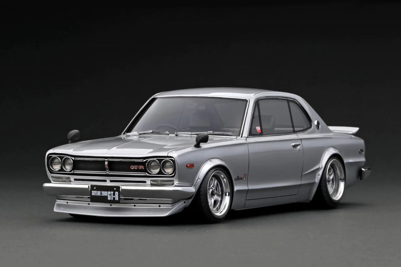 1:18 Scale Nissan Skyline 2000 GT-R KPGC10 Diecast Model Car - Silver Collectible for Car Enthusiasts | Perfect for Display, Gifts, and Racing Collections