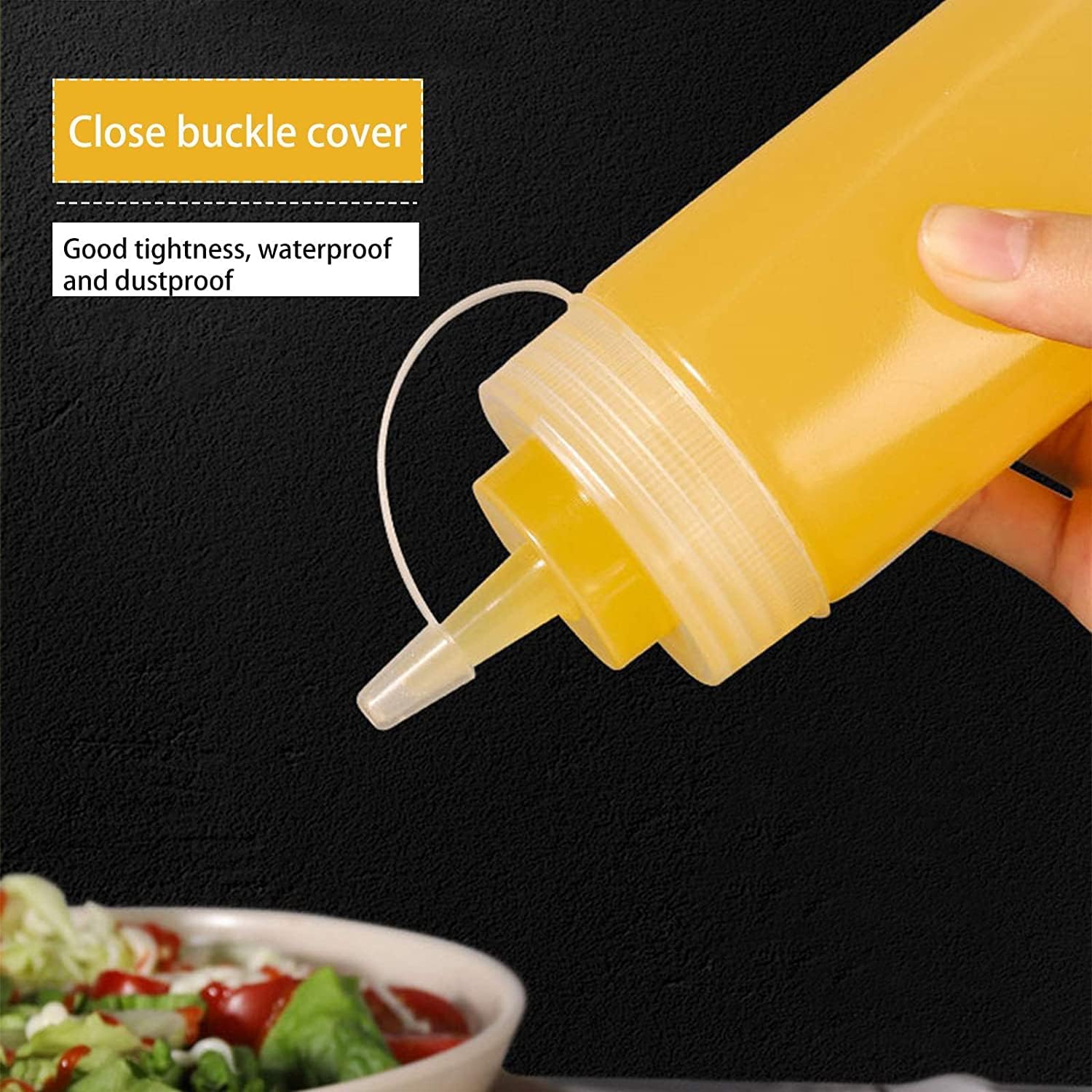 GLIVE Plastic Bottle Condiment Dispenser - 360ml (12oz) Squeeze Bottle for Sauces, Oil, Ketchup, Mustard & Salad Dressing - Perfect for Kitchen, BBQ, Restaurants & Home Cooking