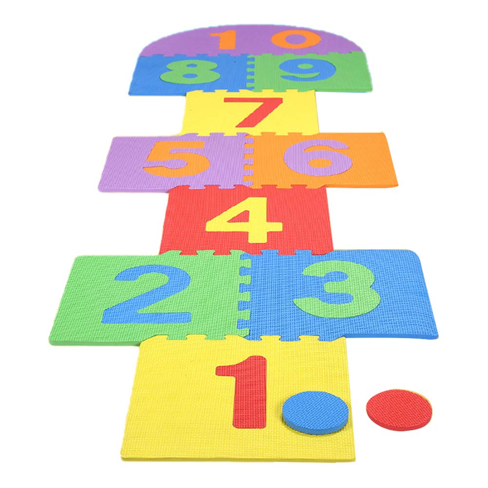 Kids Giant Hopscotch Mat Game - Soft EVA Foam Interlocking Tiles for Indoor & Outdoor Play - Safe Non-Slip Floor Tiles for Children's Garden, Backyard, and Family Fun Activities