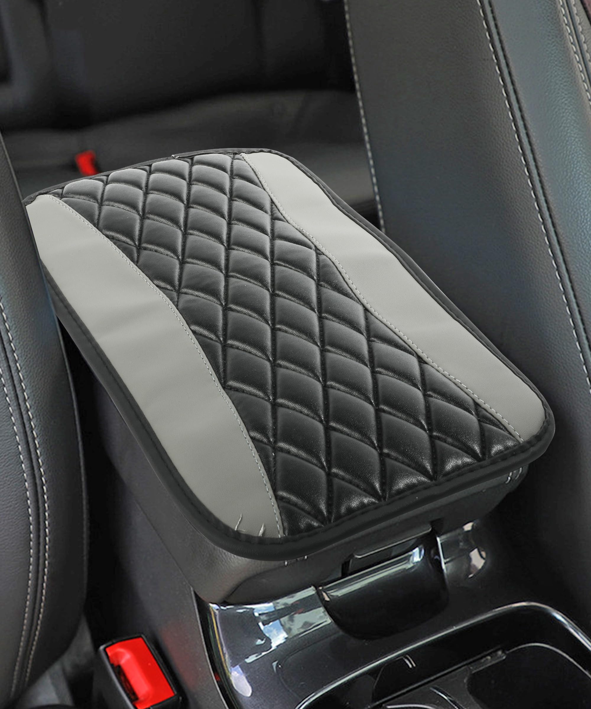 ESEWALAS Auto Center Console Cover - Premium Leather Car Armrest Cushion Pad, Waterproof Vehicle Console Protector for Comfort & Style - Perfect for Sedans, SUVs & Trucks (Gray)