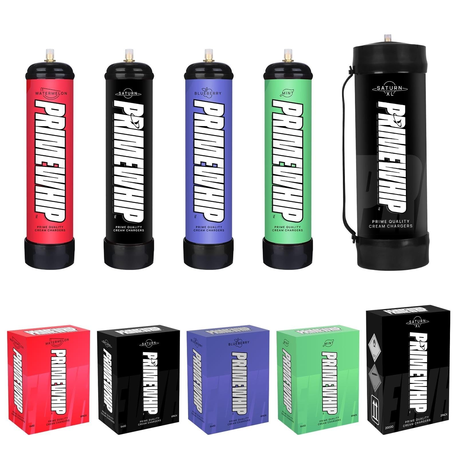 Prime Whip Saturn XL 2000G Ultra Pure Whipped Cream Charger - 99.95% Food Grade Nitrous Oxide Canisters (2 Pack) for Professional Desserts, Coffee Toppings & Cocktail Mixing