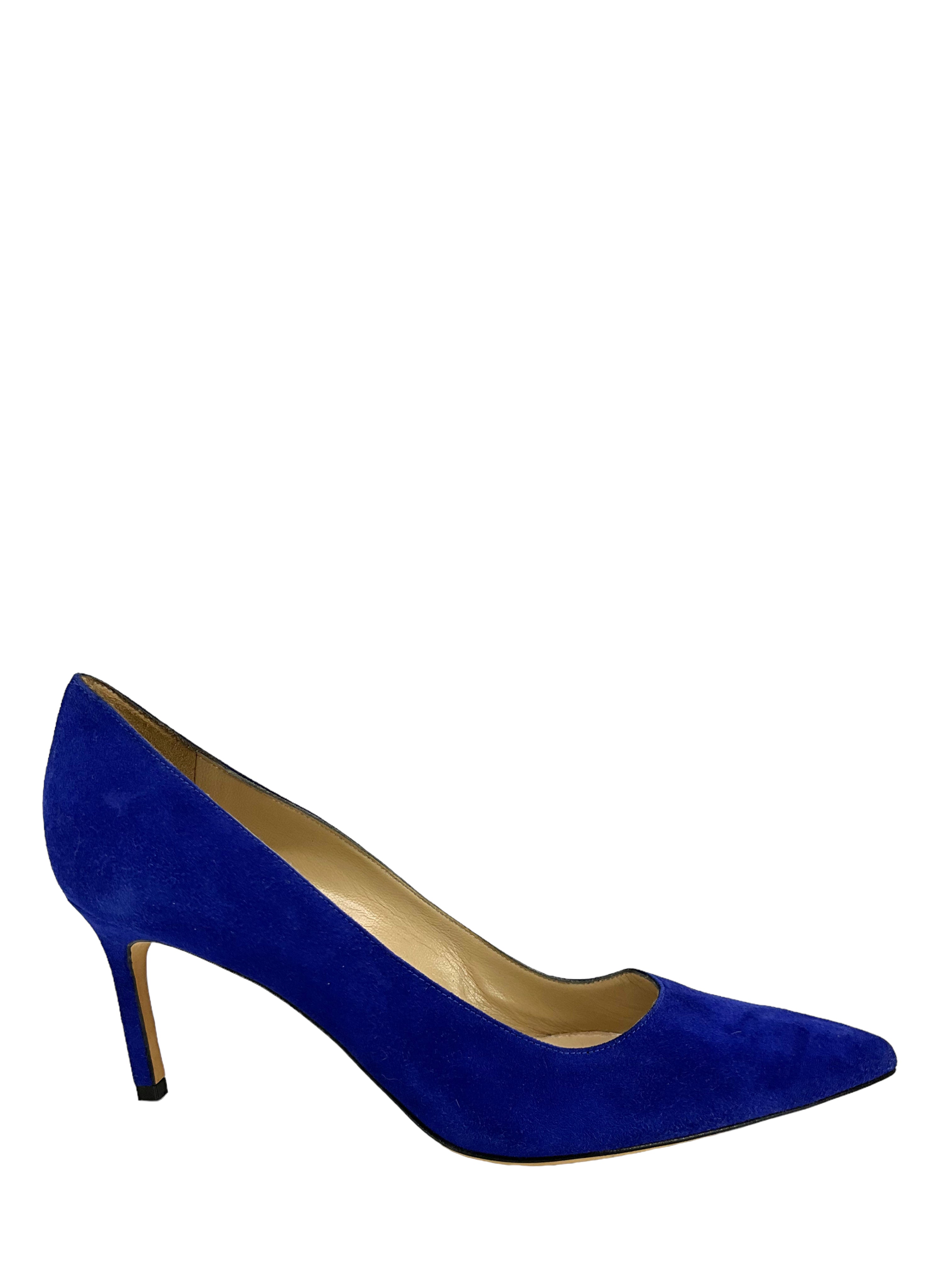 Manolo Blahnik BB Suede Pumps Women's Size 7.5 - Elegant High Heels for Weddings, Parties & Office Wear