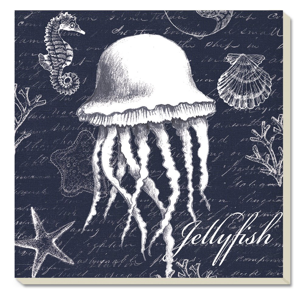 CounterArt Jellyfish Absorbent Coasters Set of 4 - Waterproof Drink Coasters for Coffee Tables, Bars & Home Decor - Unique Kitchen & Dining Accessories