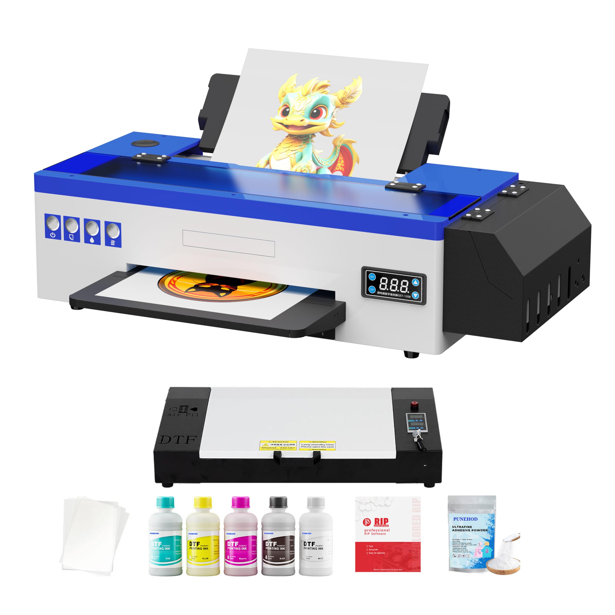 PUNEHOD A3 DTF Transfer Printer for Dark & Light Fabrics - Direct to Film Printing with Preheating Oven | L1800 vs DTG Comparison | Perfect for T-Shirt, Hoodie & Apparel Customization Business
