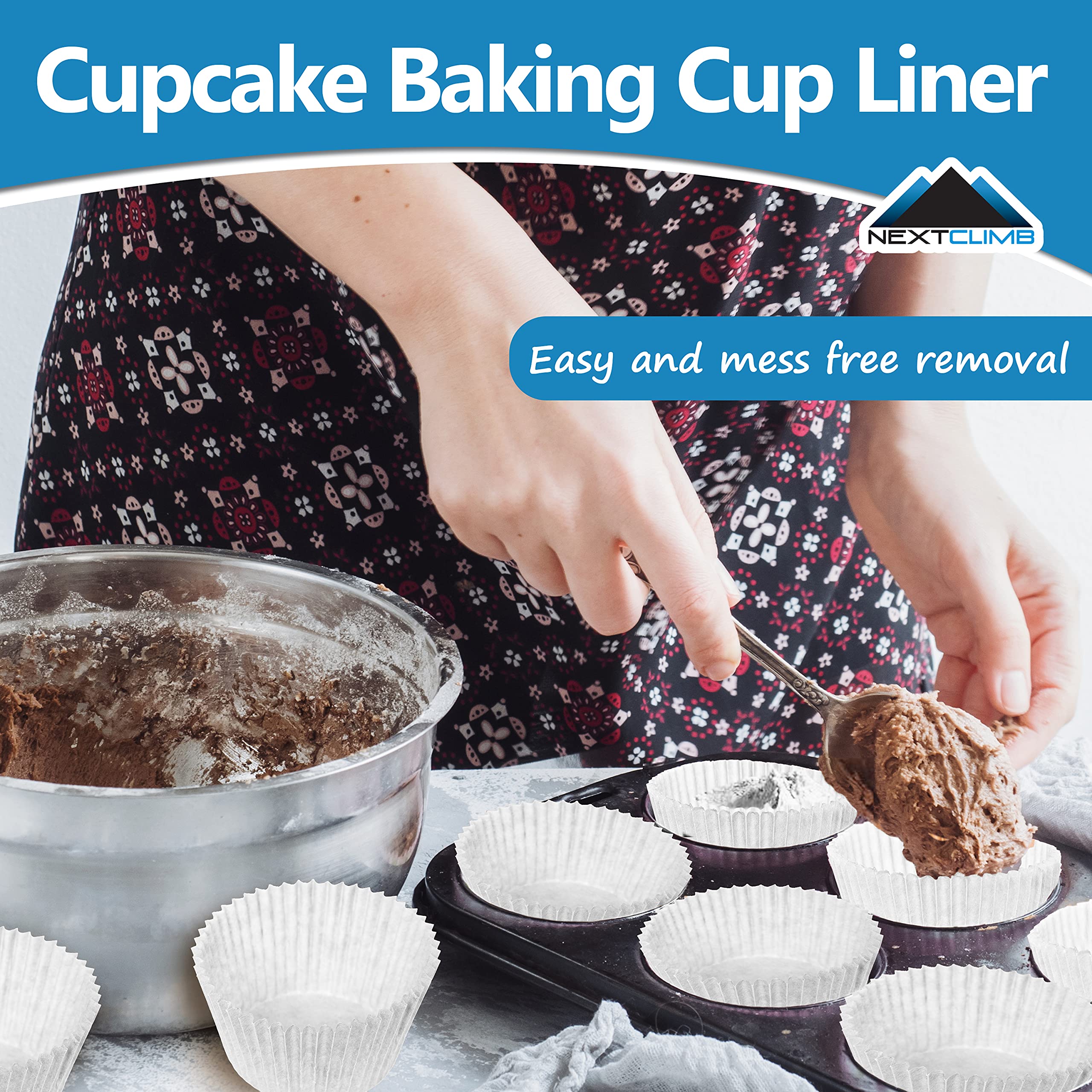 200pcs Extra Large White Muffin Liners - Thick Jumbo Parchment Paper Cupcake Wrappers, Greaseproof Baking Cups for Muffins, Cupcakes & Pastries - Perfect for Home Baking, Party Treats & Holiday Desserts