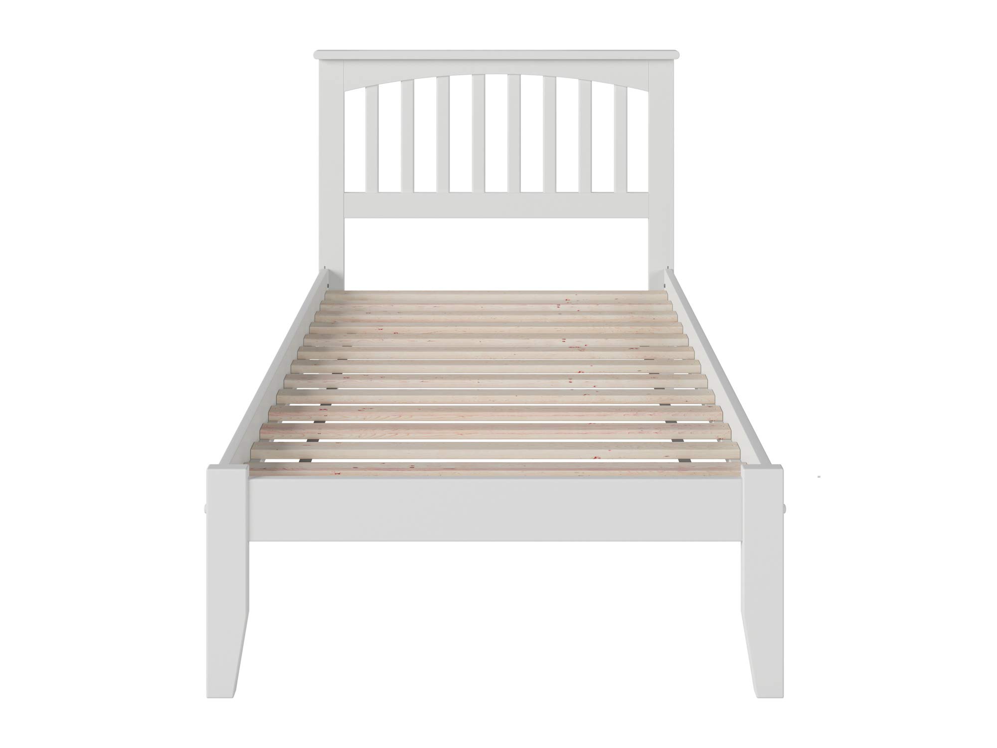 AFI Mission Twin Platform Bed with USB Charging Ports - Modern White Wooden Bed Frame for Kids & Teens - Perfect for Small Rooms, Dorms, and Shared Spaces