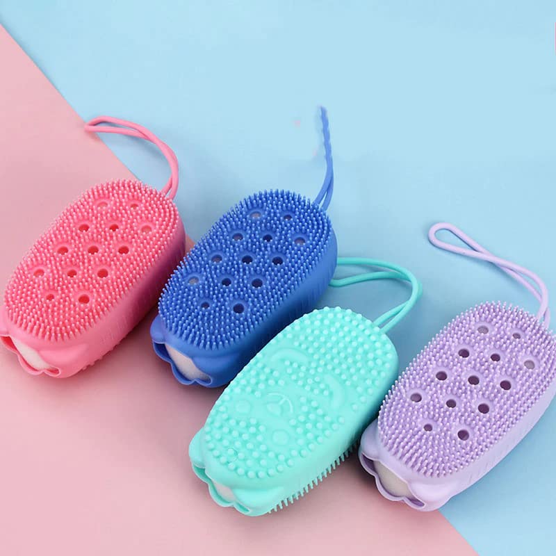 FYCAN Silicone Body Brush - Exfoliating & Massage Shower Scrubber for Smooth Skin - Double Sided Bath Sponge for Men, Women & Kids - Gentle Exfoliation & Deep Cleansing - Perfect for Sensitive Skin & Baby Care (1PC) - Ideal for Daily Shower, Spa & Skincare Routine