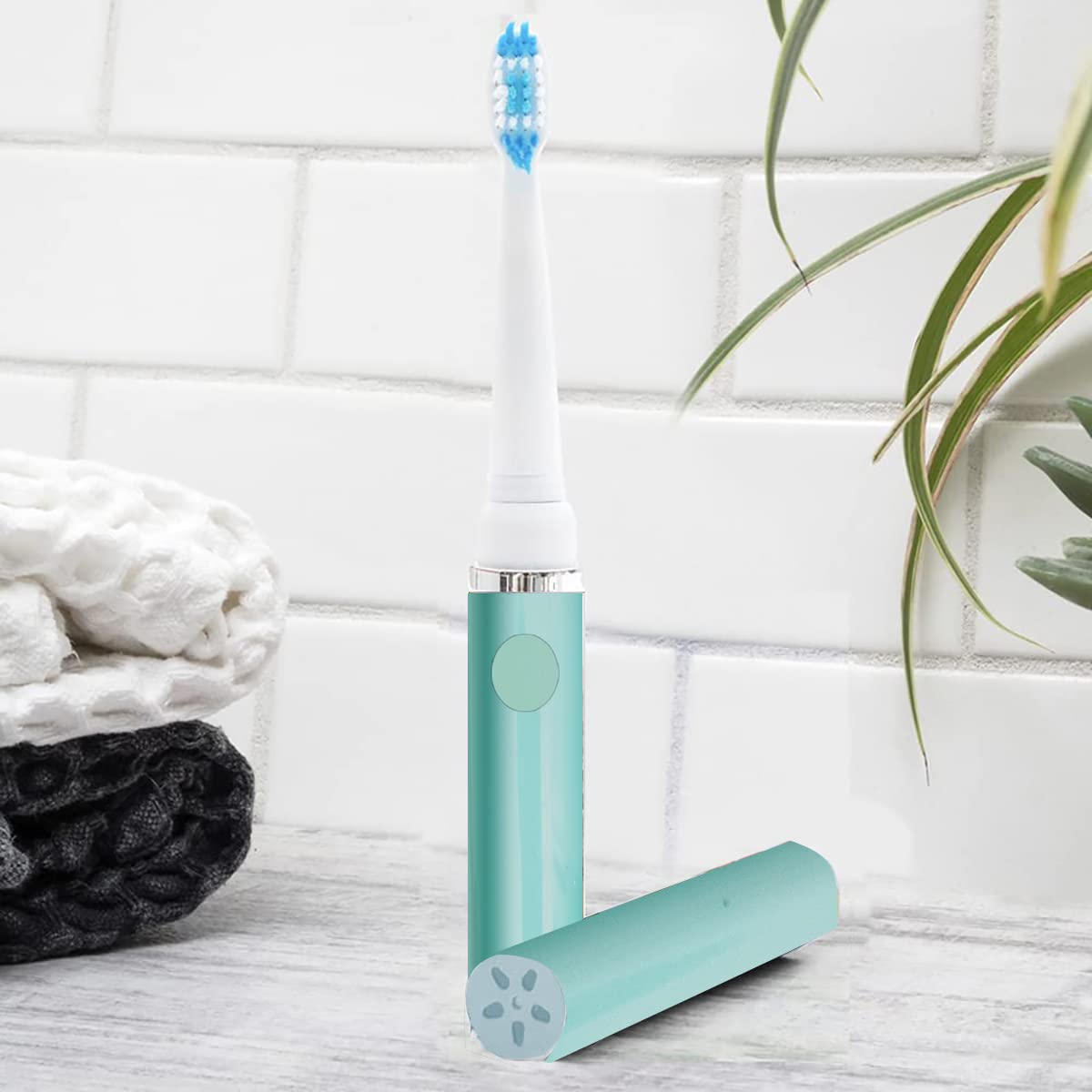 Pop Sonic Electric Toothbrush for Kids & Travel - Soft Pastel Green, 2 Speed Modes (15,000-30,000 RPM), Dupont Nylon Bristles, Battery Powered (AAA Included) | Perfect for Home Use, School Trips & Family Vacations