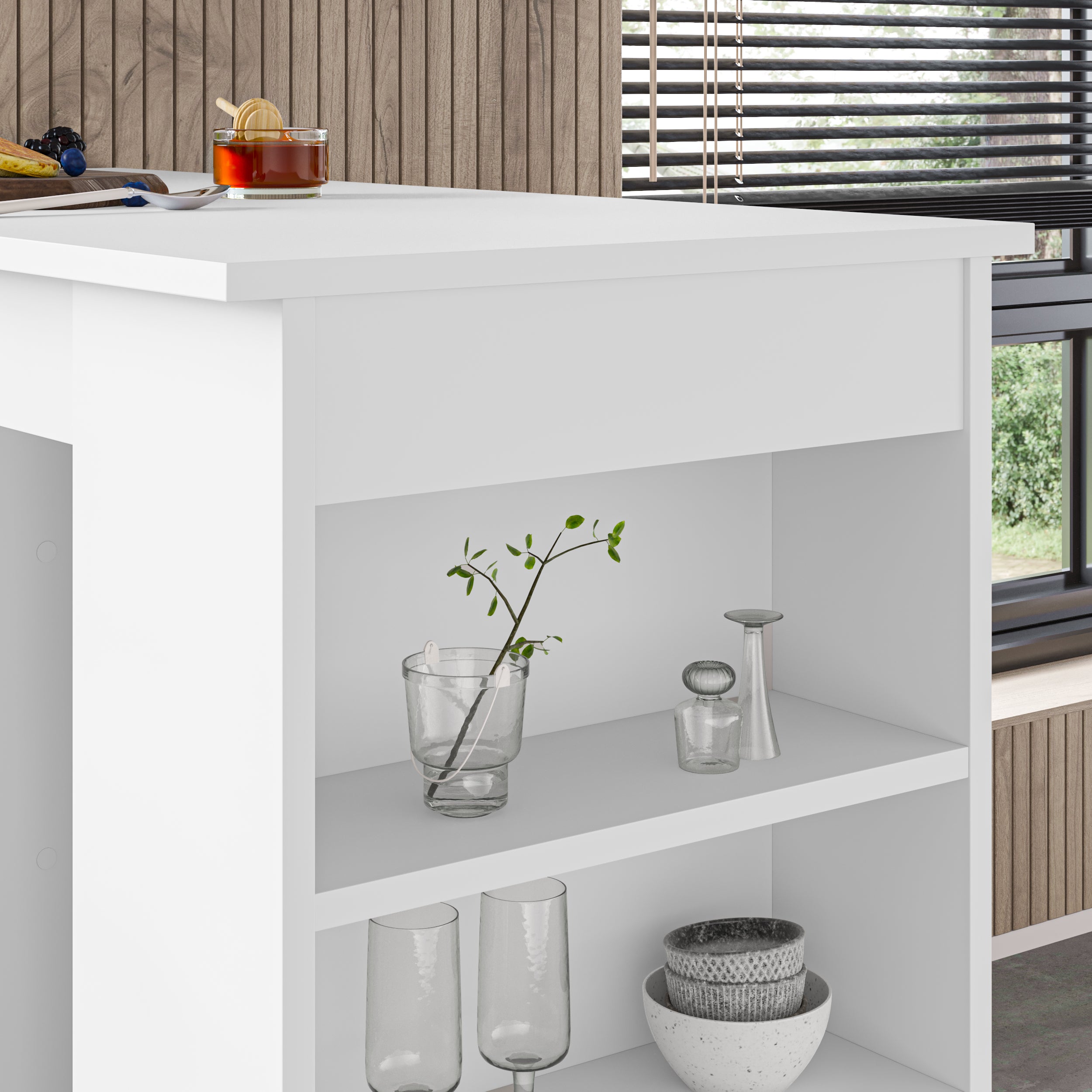 YOKO Modern Bar Table - 36 Inch Height Counter Table for Kitchen, Dining & Outdoor - Sturdy Metal Frame & Wooden Top - Perfect for Small Spaces, Apartments & Patios
