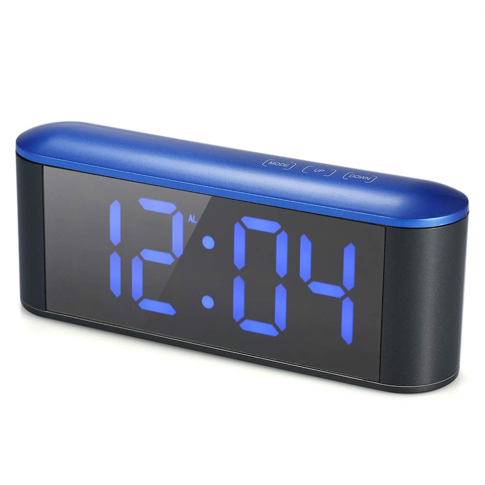 PERZOE Digital Alarm Clock with LED Display, Temperature Sensor & Snooze Function - Blue LED Night Light, Bedside Table Clock for Home, Office, Dorm Room (Blue Case) | Perfect for Bedrooms, Nightstands & Travel