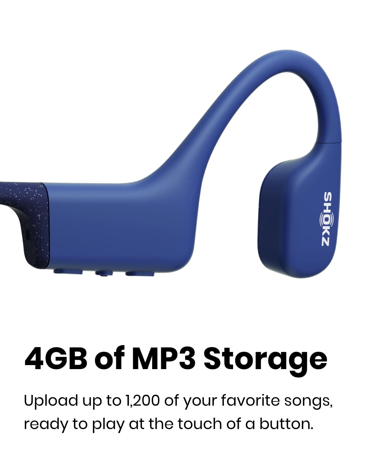 Shokz OpenSwim Waterproof Bone Conduction MP3 Player for Swimming - No Bluetooth, Open-Ear Wireless Music Player with Earplugs (Blue, Renewed) - Perfect for Pool, Ocean & Triathlon Training
