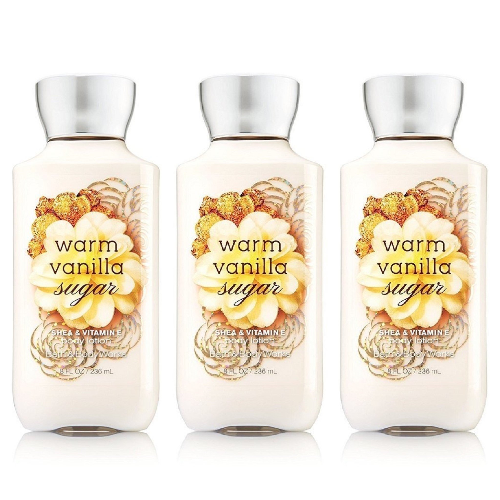 Bath & Body Works Warm Vanilla Sugar Body Lotion 8 fl oz (3 Pack) - Moisturizing & Fragrant Lotion for Dry Skin, Perfect for Daily Use, Gifts & Self-Care Routine