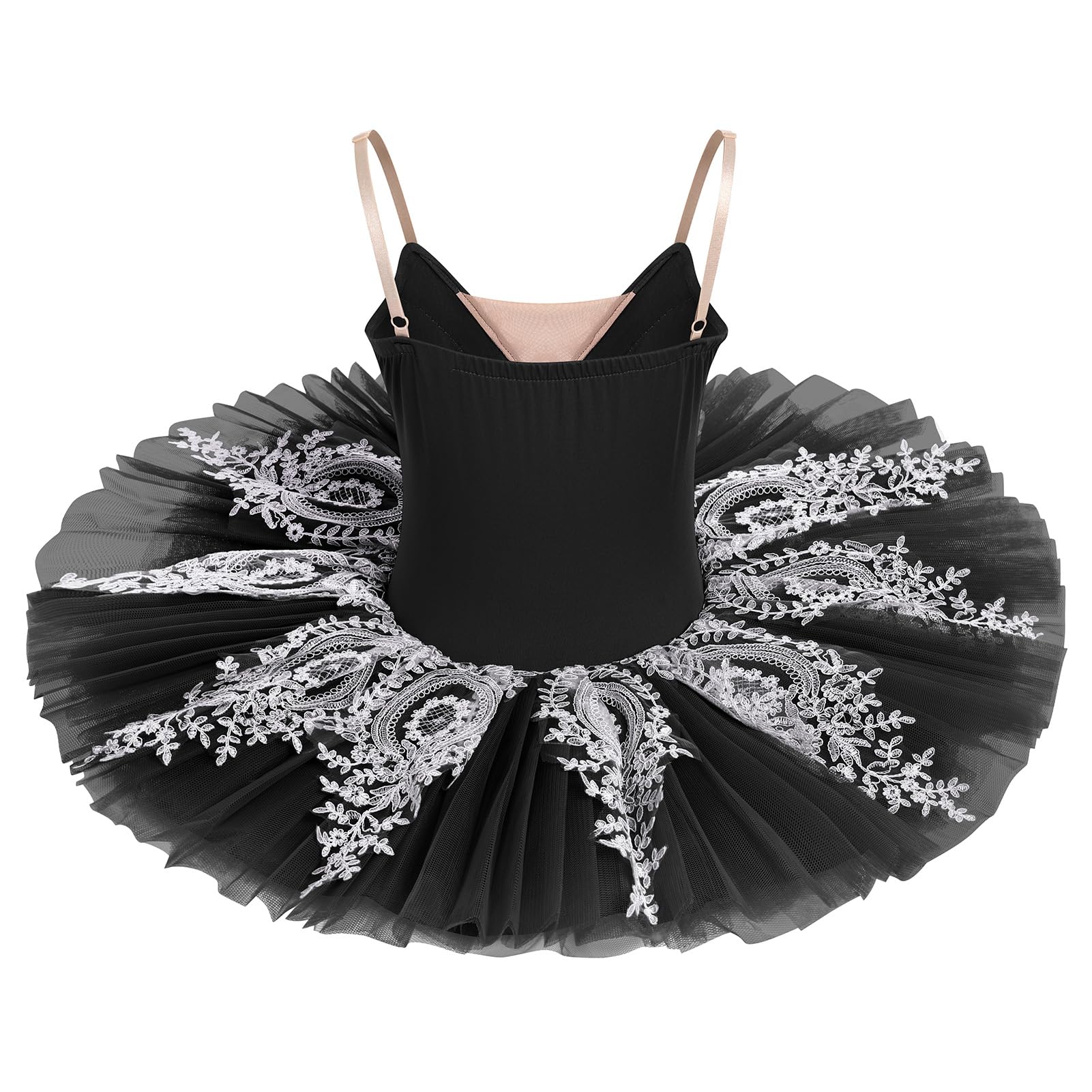 IBAKOM Women's Swan Lake Ballet Dance Costume - Floral Lace Platter Tutu Leotard with Pancake Skirt for Ballerina Performances | Perfect for Ballet Recitals, Dance Competitions & Theatrical Performances