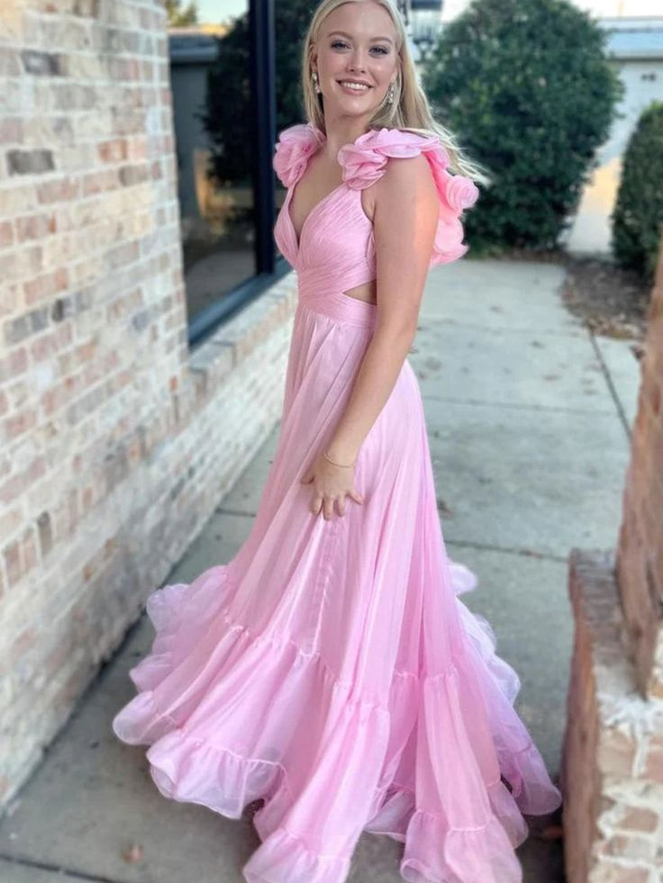 Elegant A-Line Pink Long Prom Dress for Formal Graduation - J4271 | Perfect for Homecoming, Prom Night & Special Occasions