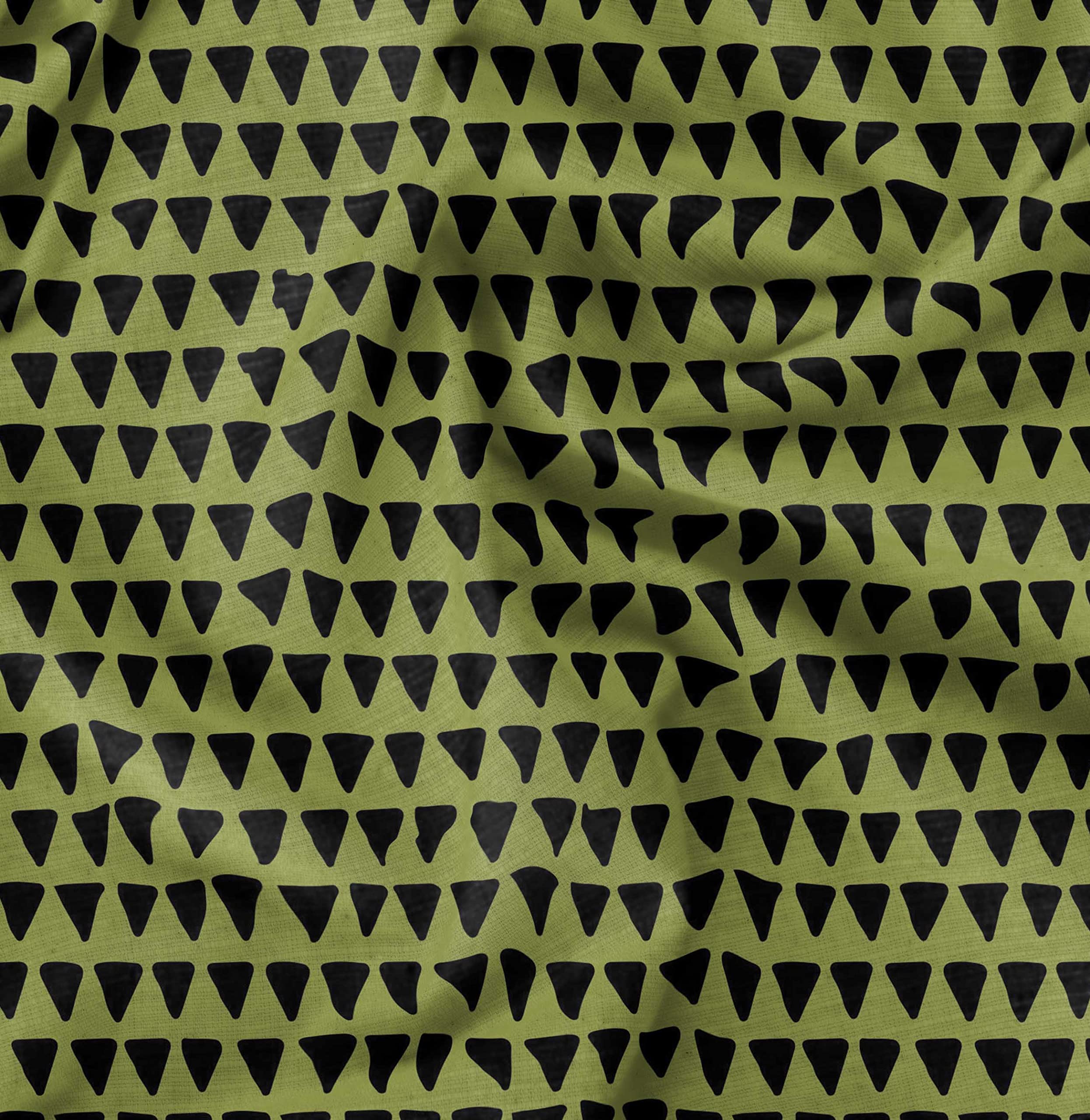 Soimoi Moss Green Georgette Fabric by The Yard - 42 Inch Wide - Triangle Geometric Print Fabric for DIY Sewing, Dresses, Curtains & Home Decor - Lightweight & Chic Craft Material
