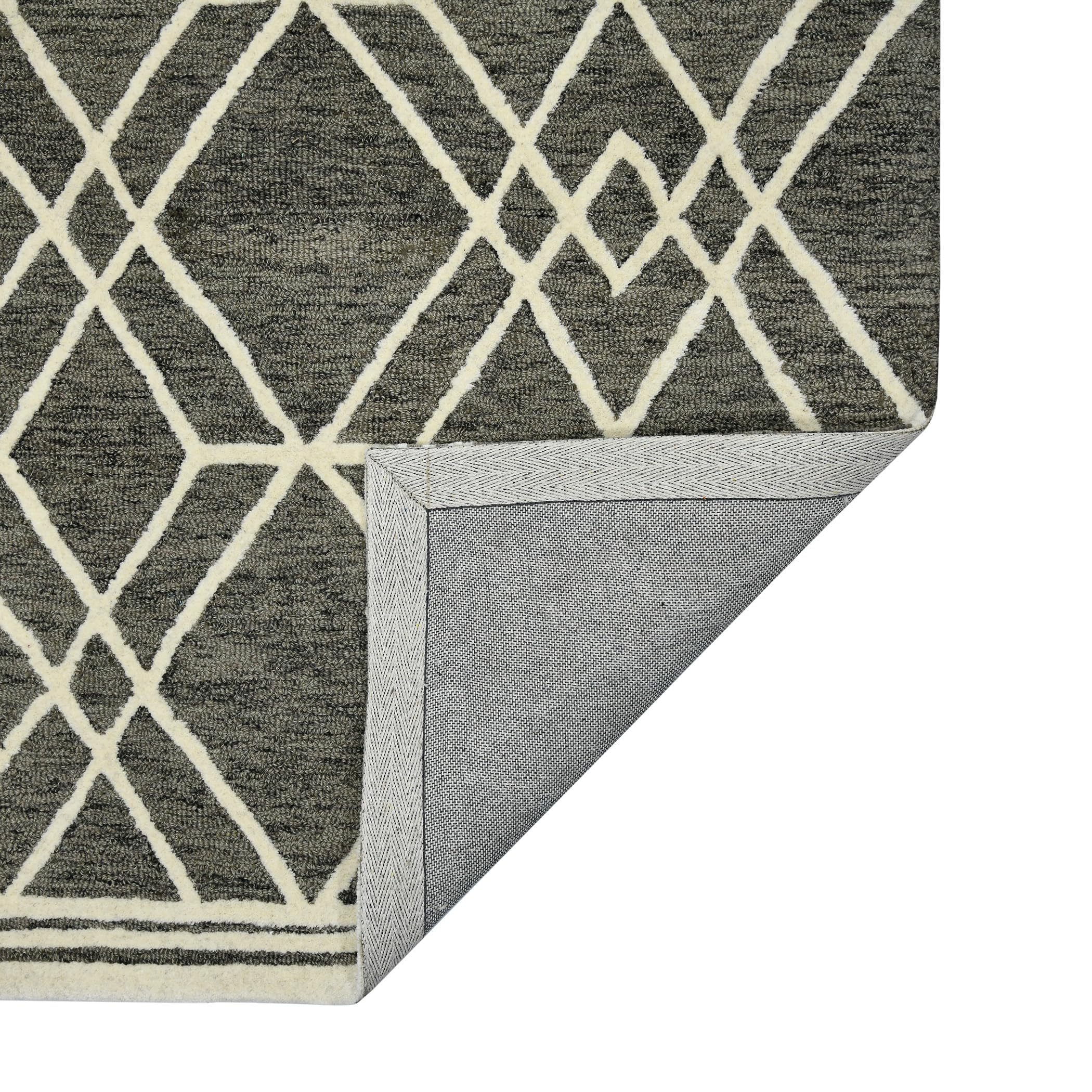 AMER Rugs Vista Duncan Collection Hand-Hooked 100% Wool 8x10 Area Rug - Geometric Pattern Taupe - Premium Living Room, Bedroom & Kitchen Rug for Cozy Home Decor