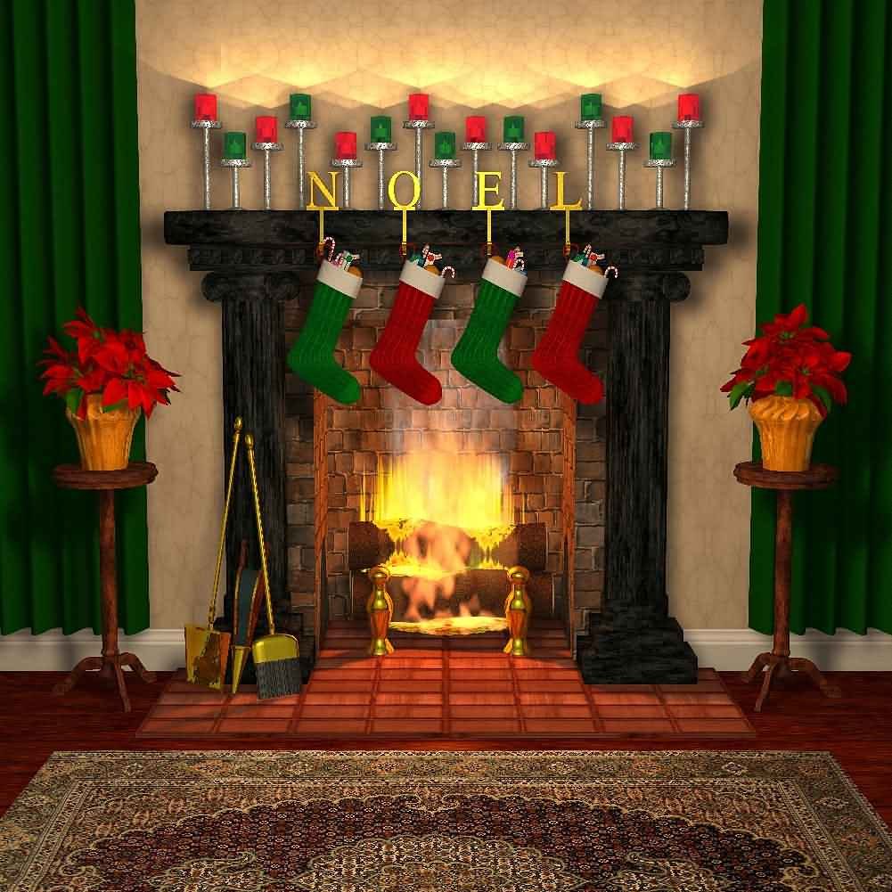Festive Christmas Stockings 8x8 - Holiday Decor & Photo Backdrop