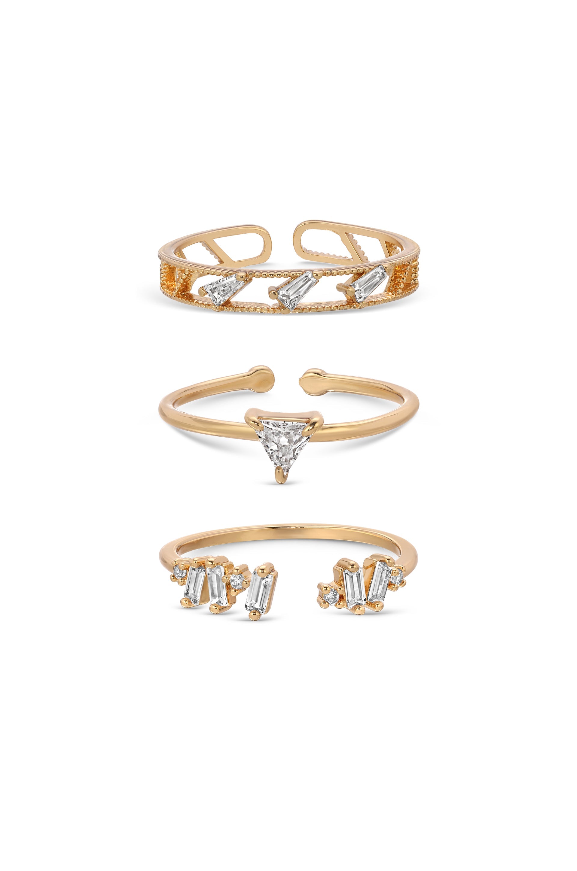Love Story Crystal Ring Set of 3 - Elegant Stackable Rings for Women, Perfect for Anniversary, Wedding & Romantic Gifts | Jewelry for Special Occasions & Everyday Wear