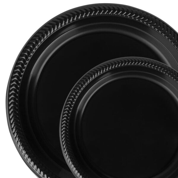 100 Pack Black Round Plastic Dinner Plates - Durable & Stylish Disposable Plates for Parties, Picnics, BBQs, and Everyday Use