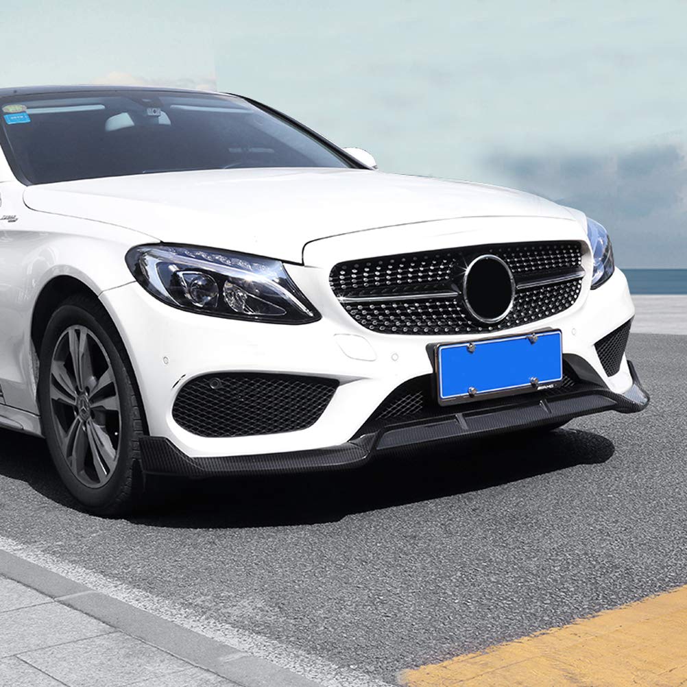 NINTE Front Lip Spoiler for 2015-2018 Mercedes-Benz W205 C-Class Sport Models - ABS Plastic with Carbon Fiber Coating - B Style Front Bumper Lip Kit (3-Piece Set) - Enhances Aerodynamics & Sporty Appearance for Street Racing & Car Shows
