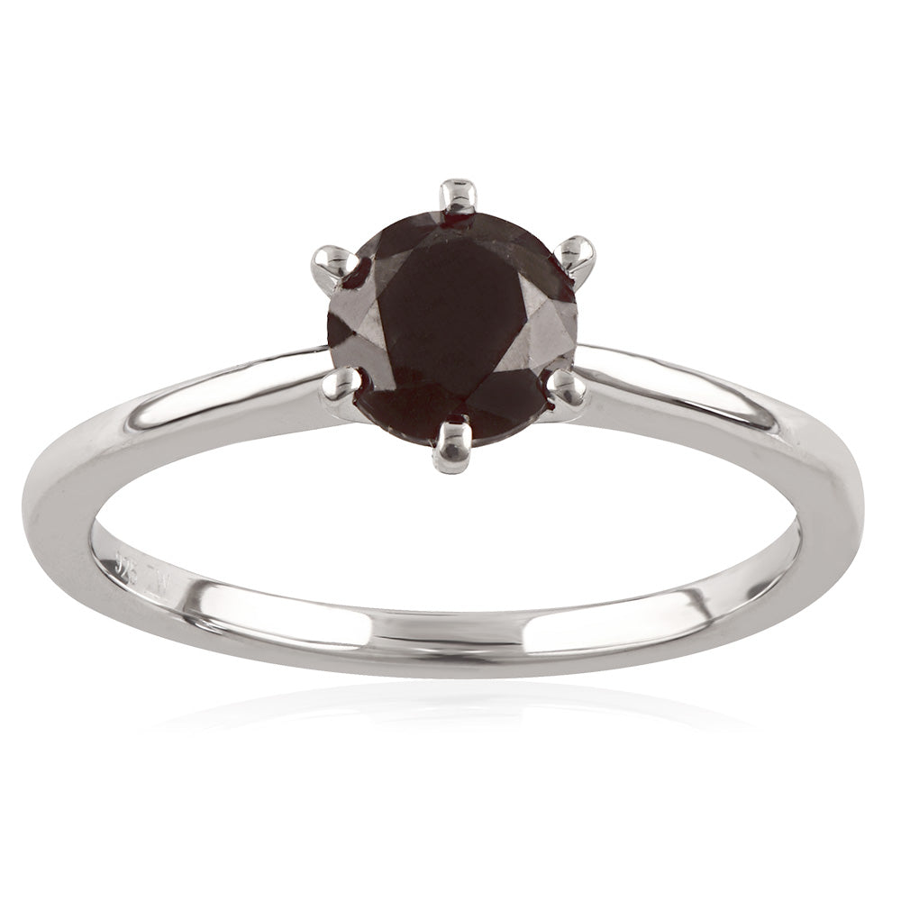 1 Carat Black Diamond Solitaire Ring in Sterling Silver - Elegant Engagement & Wedding Jewelry for Women