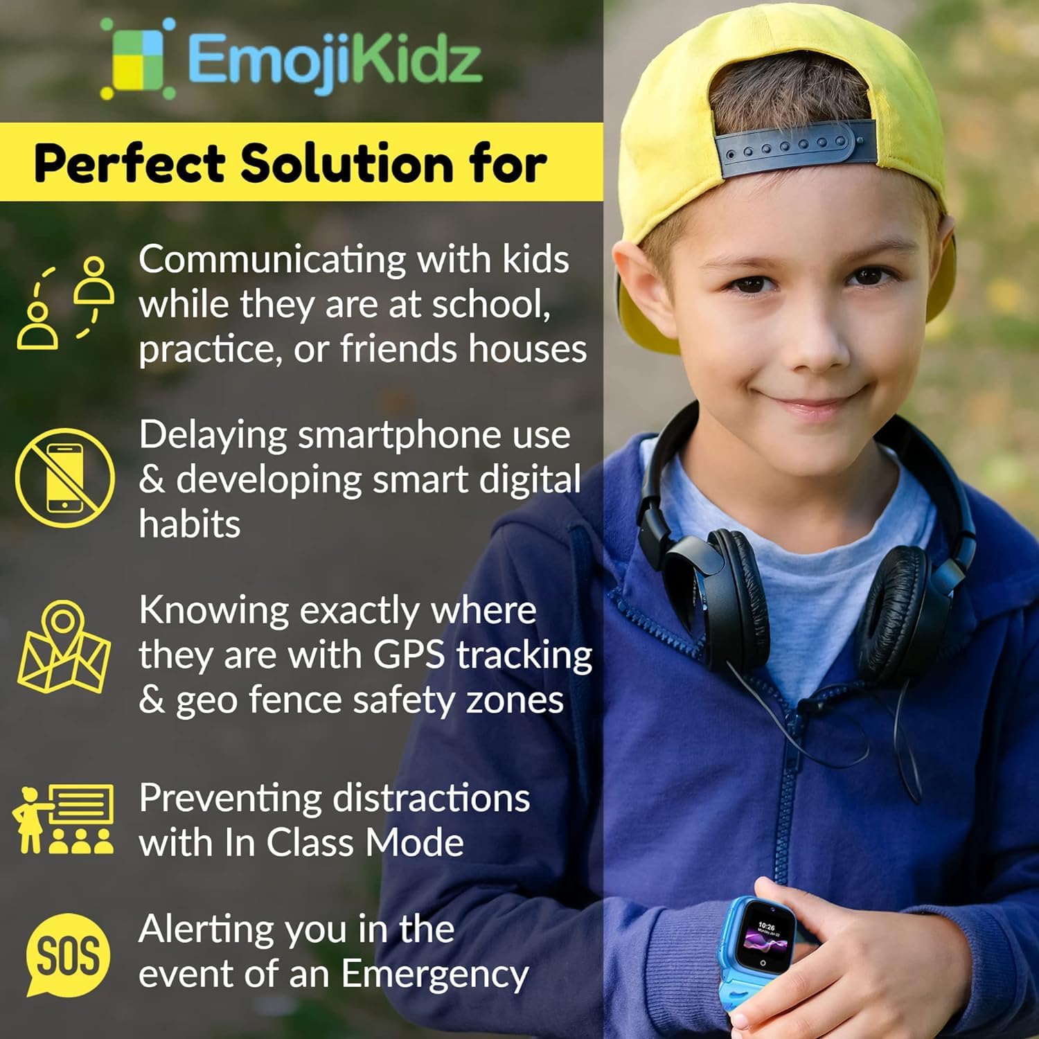 2025 Kids Smart Watch with GPS Tracker & Phone Calling - Waterproof Children's Smartwatch for Ages 5-12 | Text Messaging, Camera, School Mode, SOS Safety Alerts | Perfect for School, Outdoor Play & Family Safety (Includes SIM Card)