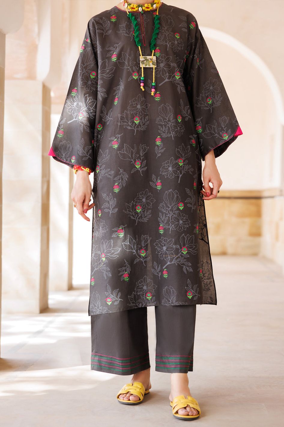 Cambric Charcoal Kurti for Women | Stylish Indian Tunic Top | Perfect for Casual Wear, Office & Festive Occasions