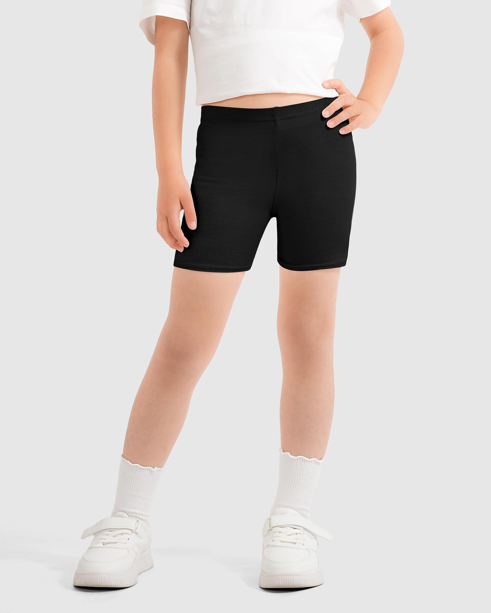 HASMES Girls Bike Shorts - Stretchy Cartwheel & Safety Biker Shorts for Dance, Gymnastics, and Under Dresses | Comfortable Activewear for Kids Sports & Playtime