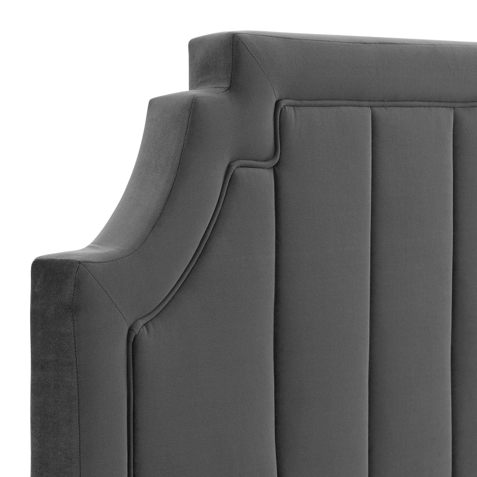 Alyona Channel Tufted Performance Velvet Headboard - Queen Size Upholstered Bed Headboard with Nailhead Trim - Perfect for Bedroom Decor and Luxury Home Styling